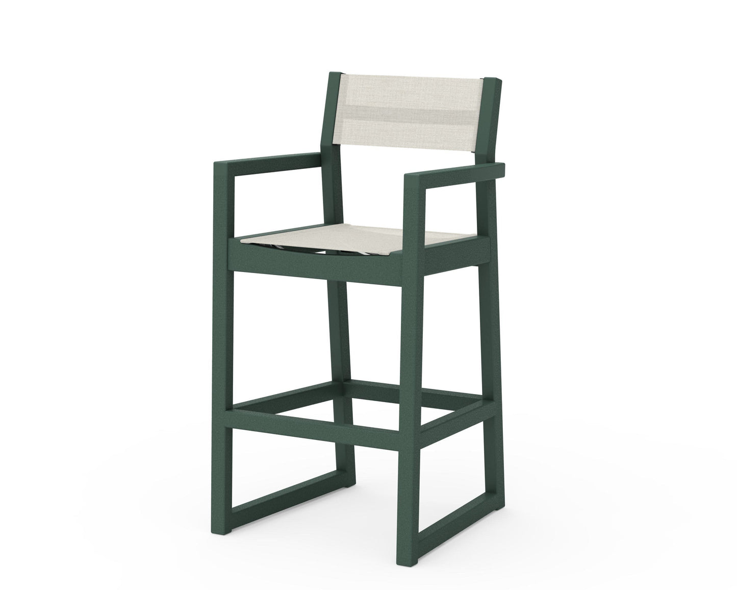 POLYWOOD EDGE Sling Bar Arm Chair — Green / Parchment Sling