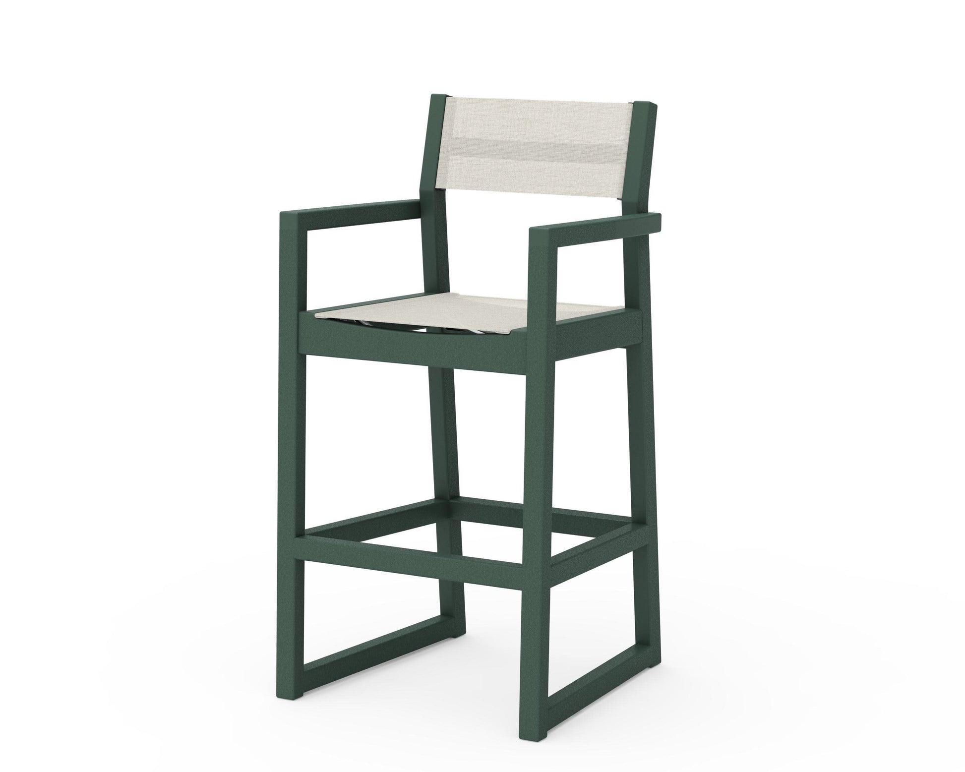 POLYWOOD EDGE Sling Bar Arm Chair — Green / Parchment Sling
