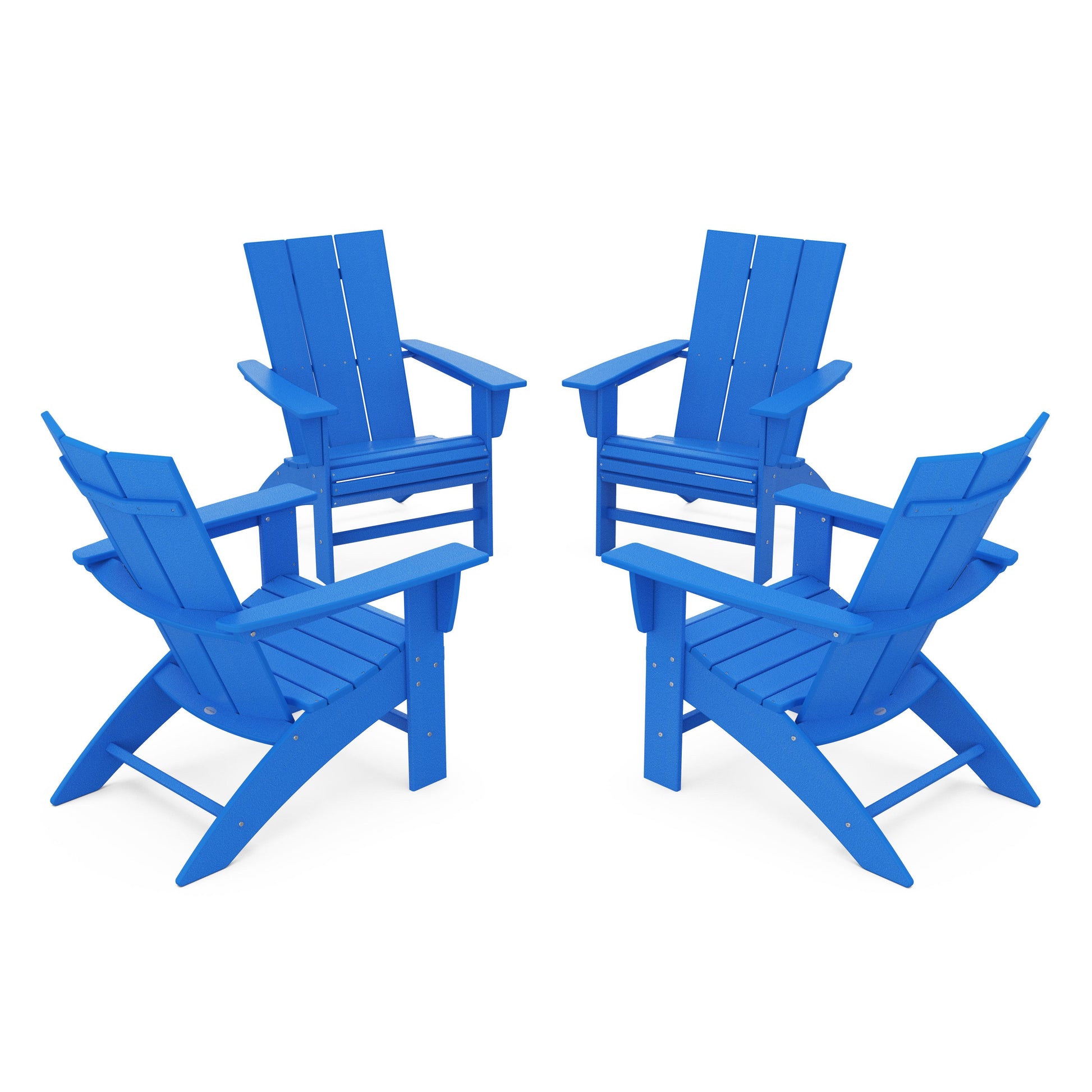 POLYWOOD 4-Piece Modern Curveback Adirondack Conversation Set — Pacific Blue