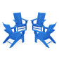 POLYWOOD 4-Piece Modern Curveback Adirondack Conversation Set — Pacific Blue
