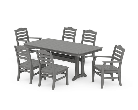 POLYWOOD Savannah 7-Piece Dining Set with Trestle Legs — Slate Grey