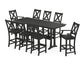 POLYWOOD Braxton 9-Piece Farmhouse Bar Set with Trestle Legs — Black