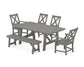 POLYWOOD Braxton 6-Piece Rustic Farmhouse Dining Set With Trestle Legs — Slate Grey