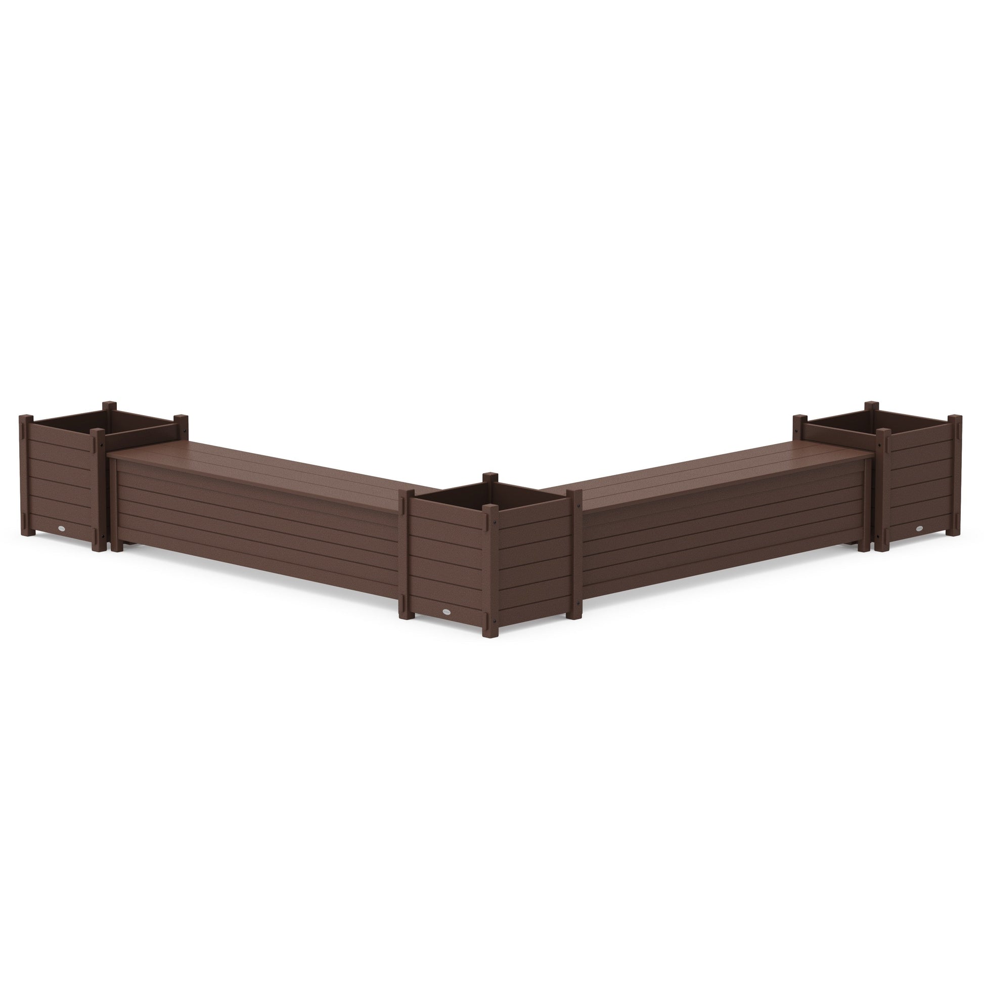 POLYWOOD 72" Nautical L- Shaped Planter Storage Bench Corner Set- Large — Mahogany