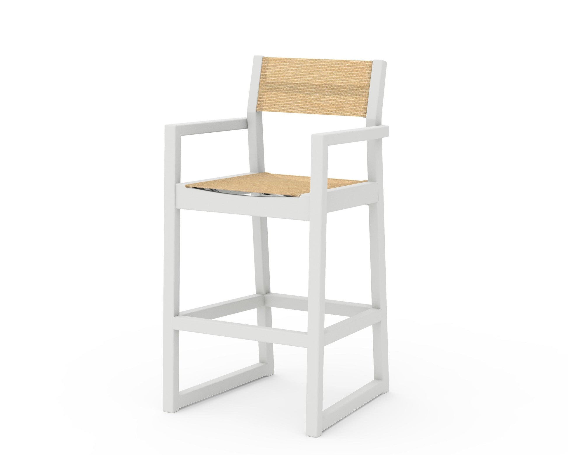 POLYWOOD EDGE Sling Bar Arm Chair — Vintage White / Dupioni Apricot Sling