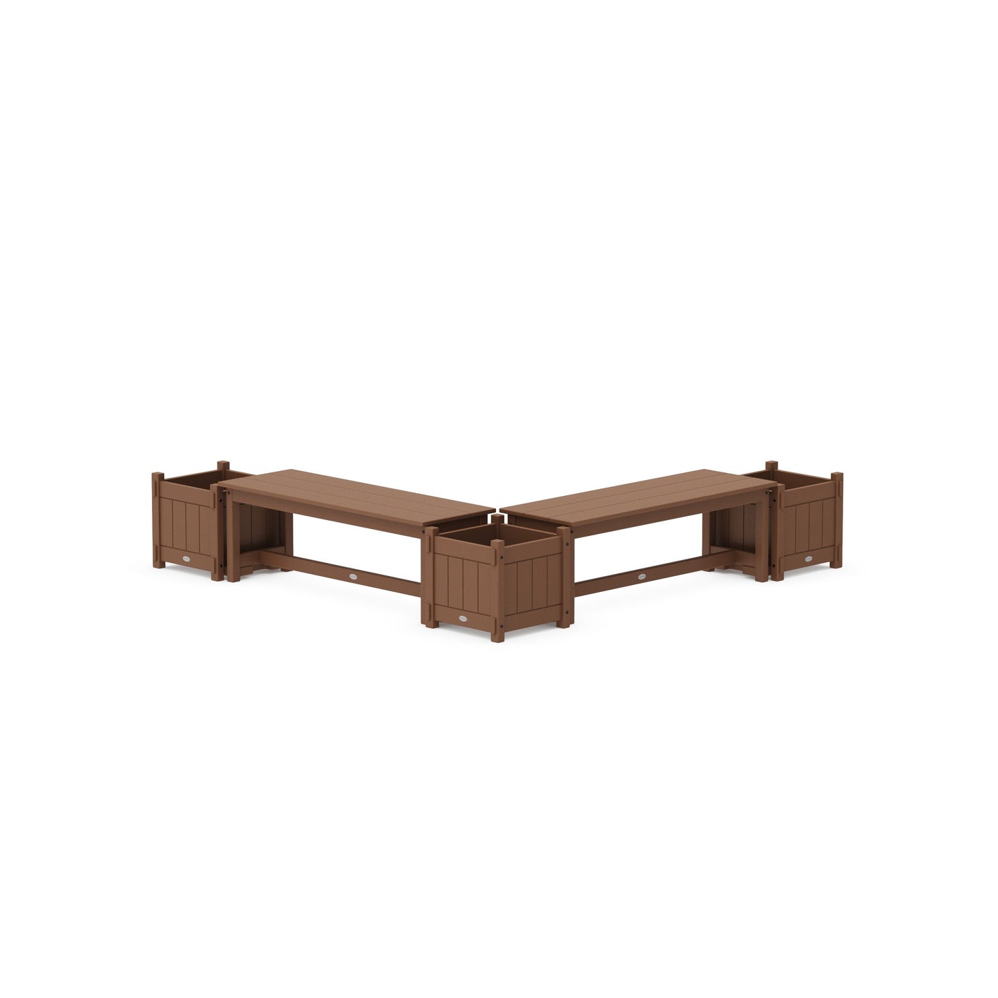 POLYWOOD 48" Vineyard L- Shaped Planter Bench Corner Set — Teak
