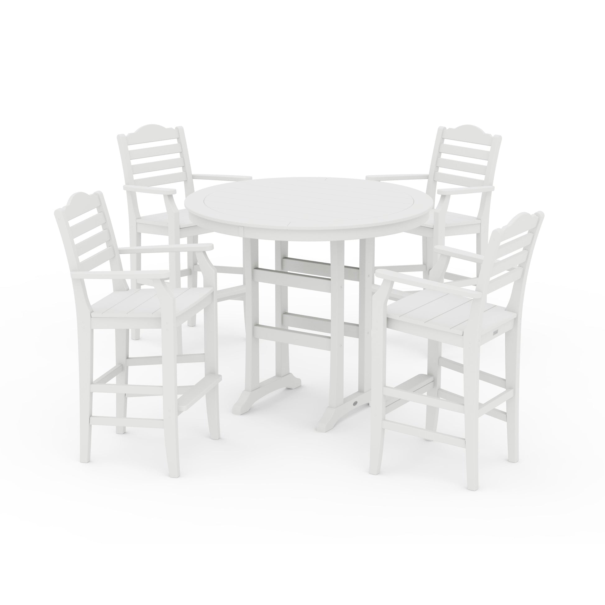 POLYWOOD Savannah 5-Piece Round Bar Set — White
