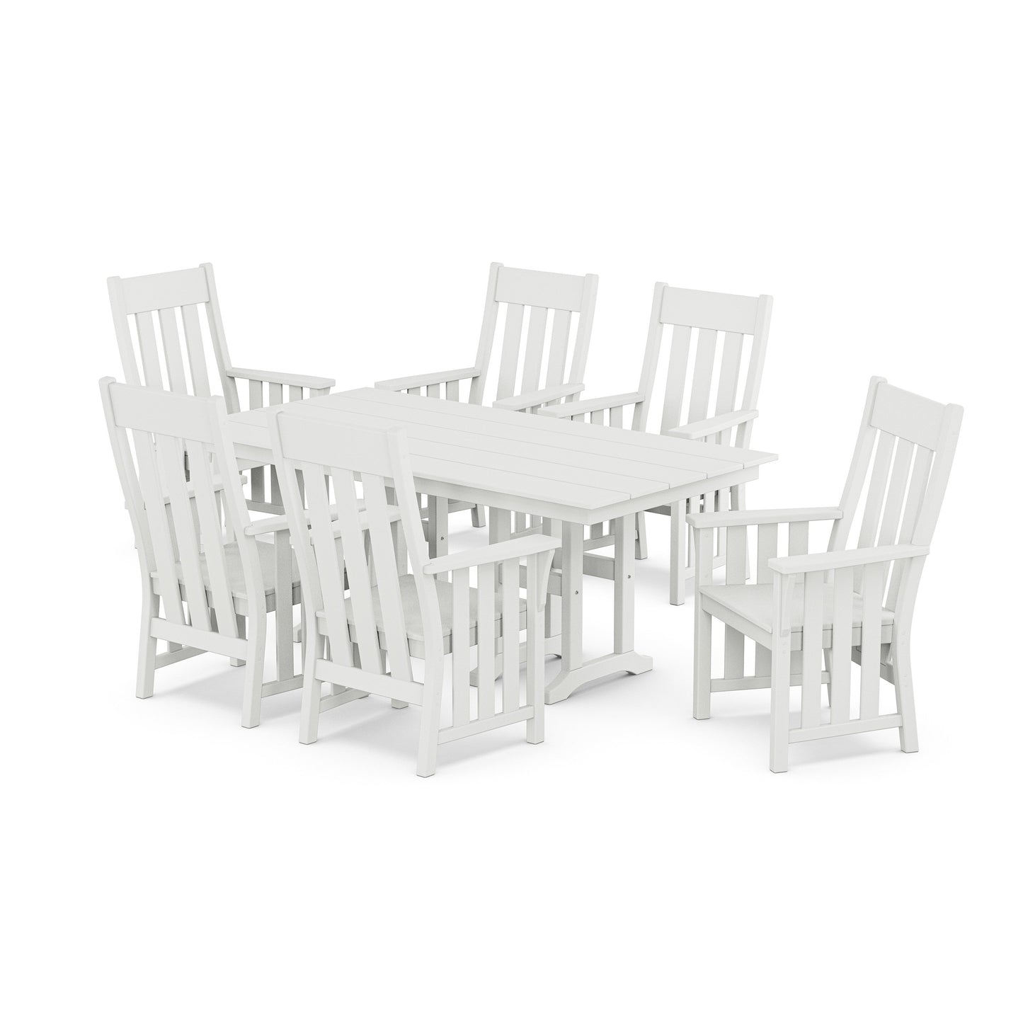 POLYWOOD Acadia Arm Chair 7-Piece Farmhouse Dining Set — White