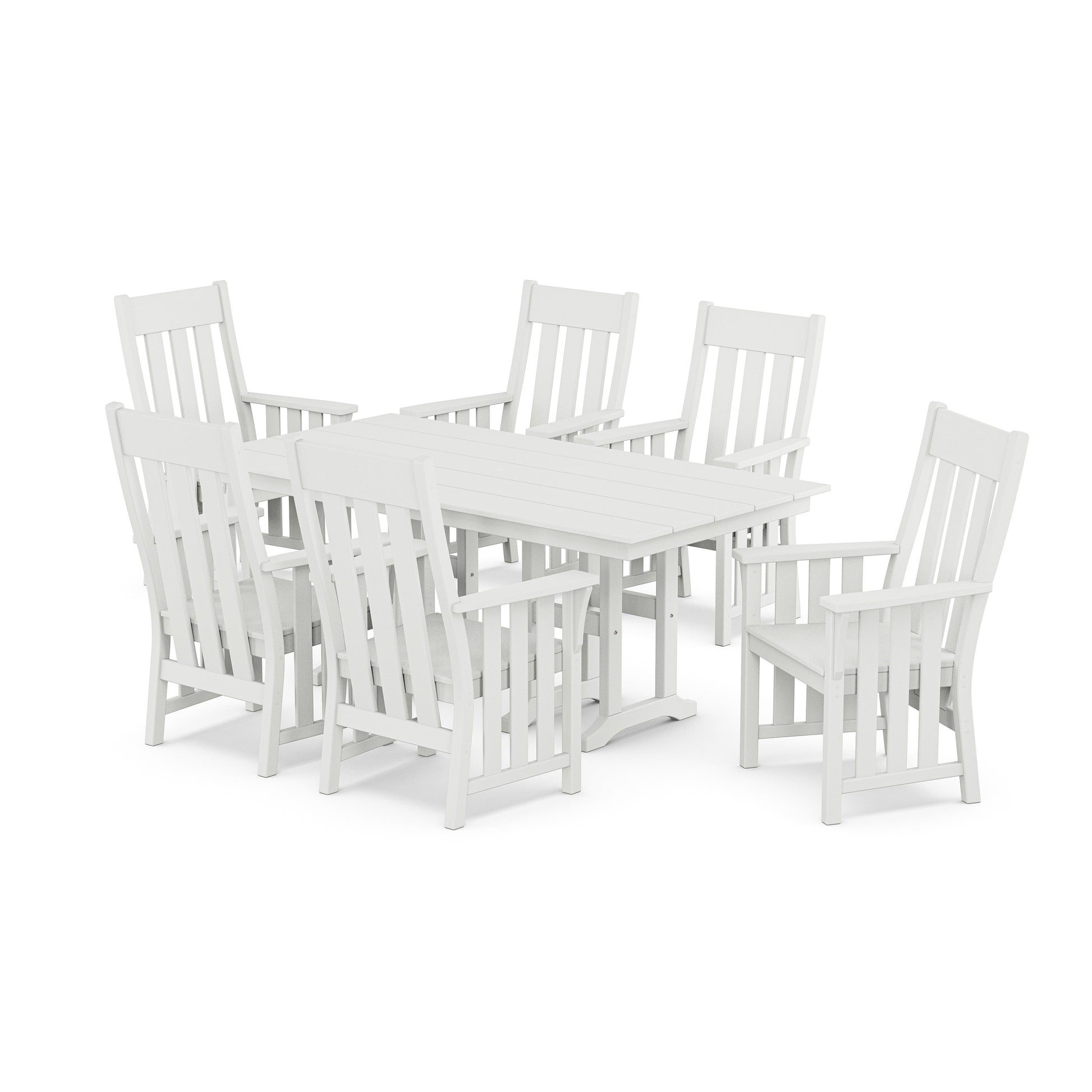 POLYWOOD Acadia Arm Chair 7-Piece Farmhouse Dining Set — White