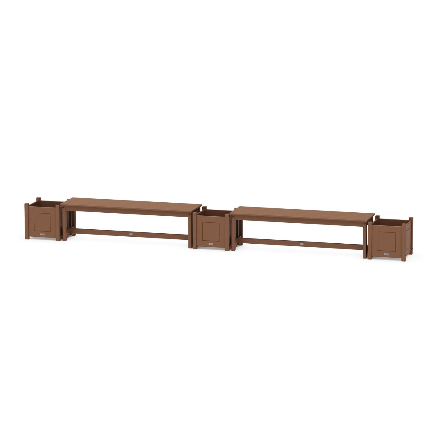 POLYWOOD 60" Country Living Straight Double Planter Bench Set — Teak