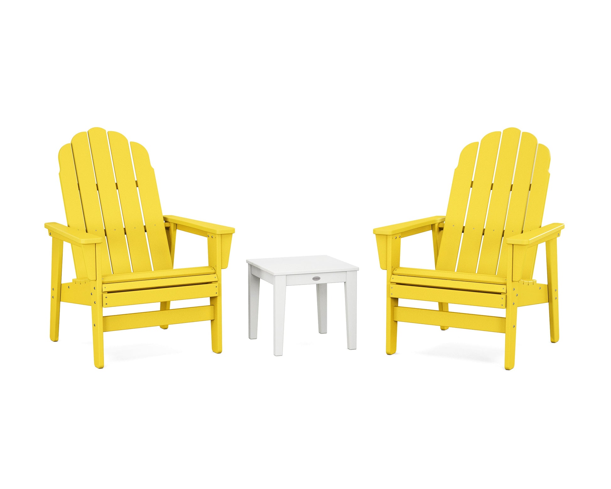 POLYWOOD 3-Piece Vineyard Grand Upright Adirondack Set — Lemon / White
