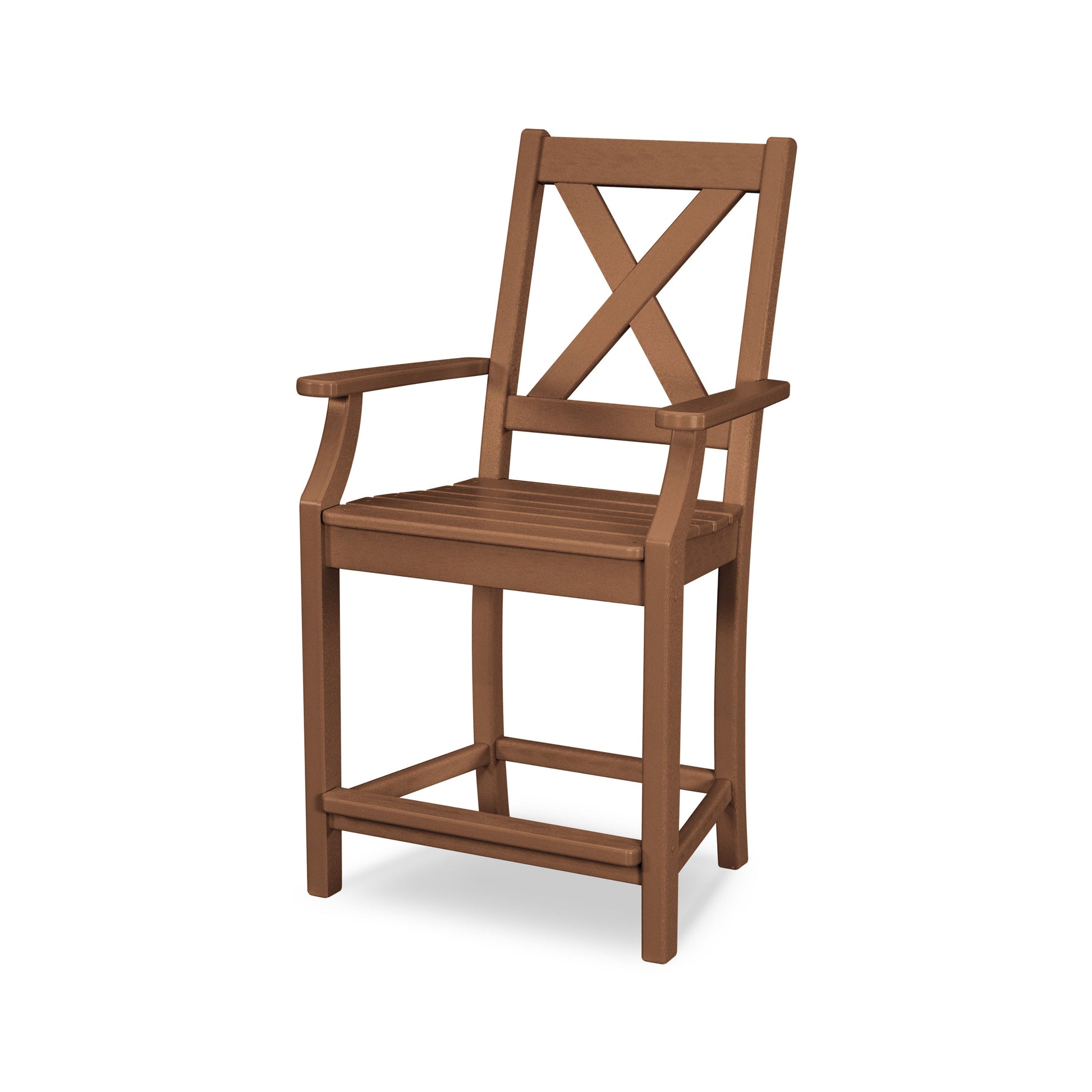 POLYWOOD Braxton Counter Arm Chair — Teak