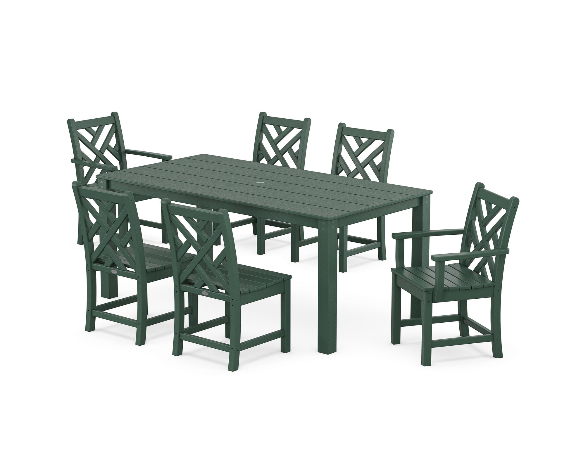 POLYWOOD Chippendale 7-Piece Parsons Dining Set — Green