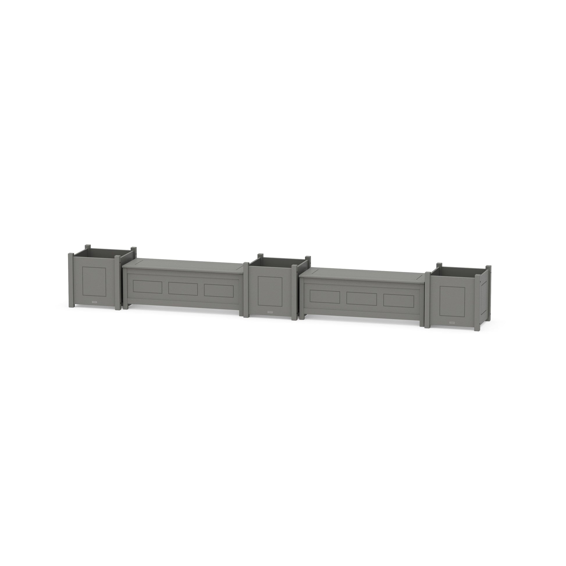 POLYWOOD 48" Country Living Straight Double Planter Storage Bench Set- Large — Slate Grey
