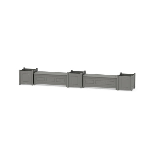 POLYWOOD 48" Country Living Straight Double Planter Storage Bench Set- Large — Slate Grey