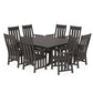 POLYWOOD Acadia 9-Piece Square Farmhouse Dining Set with Trestle Legs — Vintage Coffee