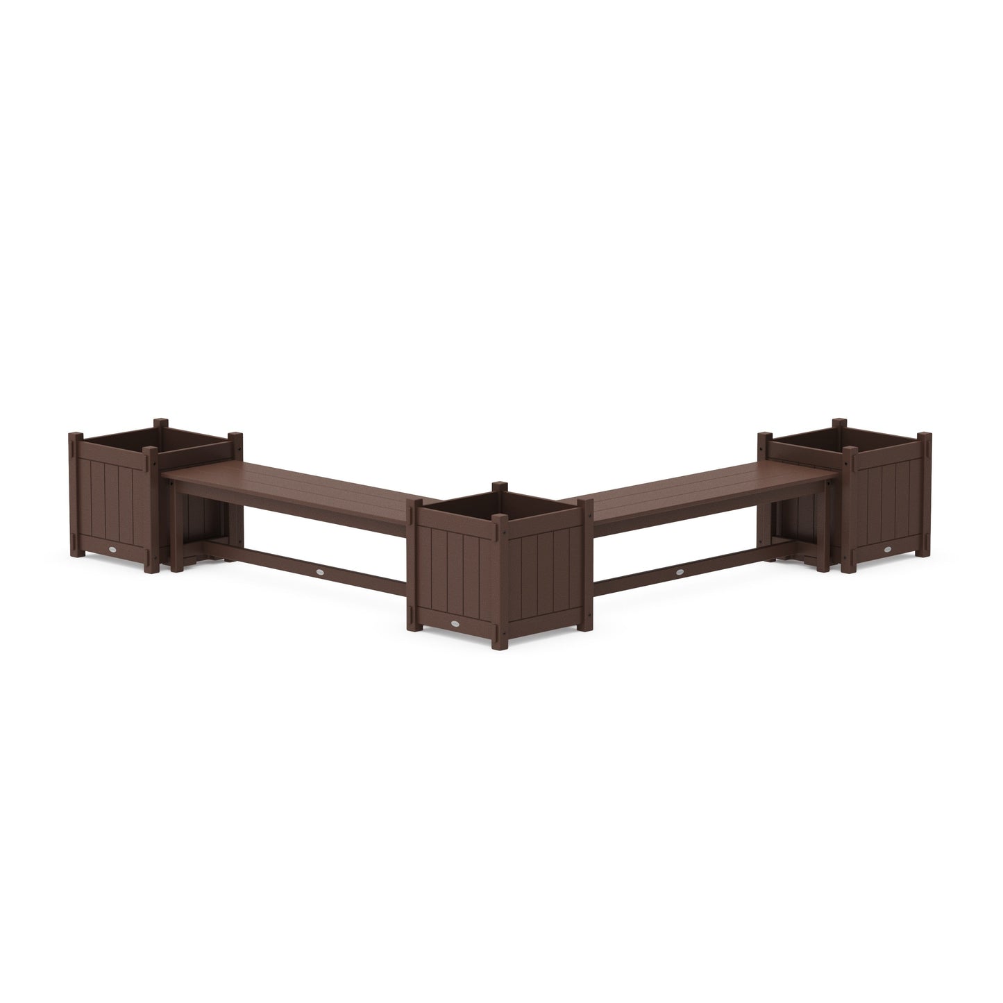 POLYWOOD 60" Vineyard L- Shaped Planter Bench Corner Set - Large — Mahogany