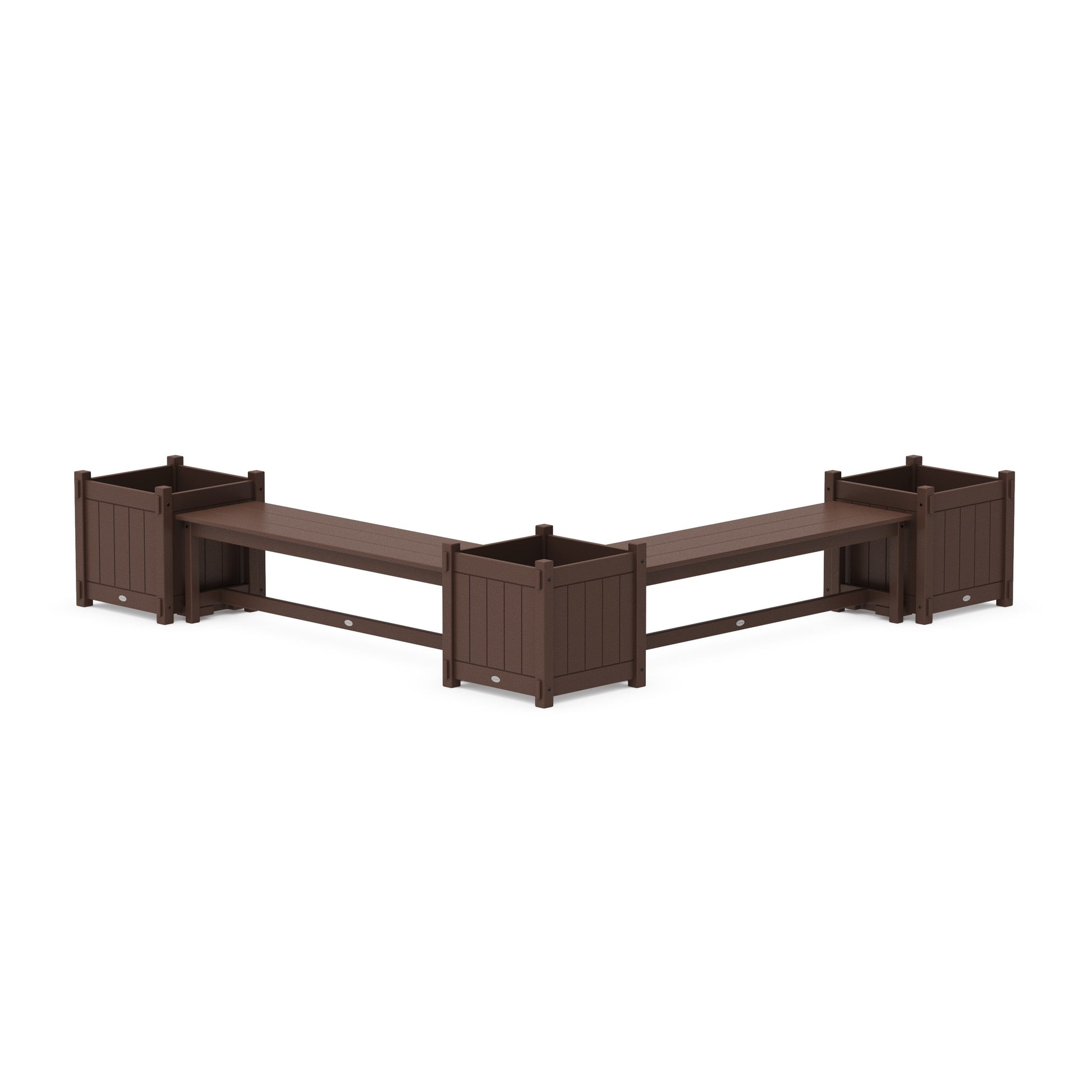 POLYWOOD 60" Vineyard L- Shaped Planter Bench Corner Set - Large — Mahogany