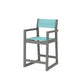 POLYWOOD EDGE Sling Counter Arm Chair — Slate Grey / Dupioni Aquamarine Sling