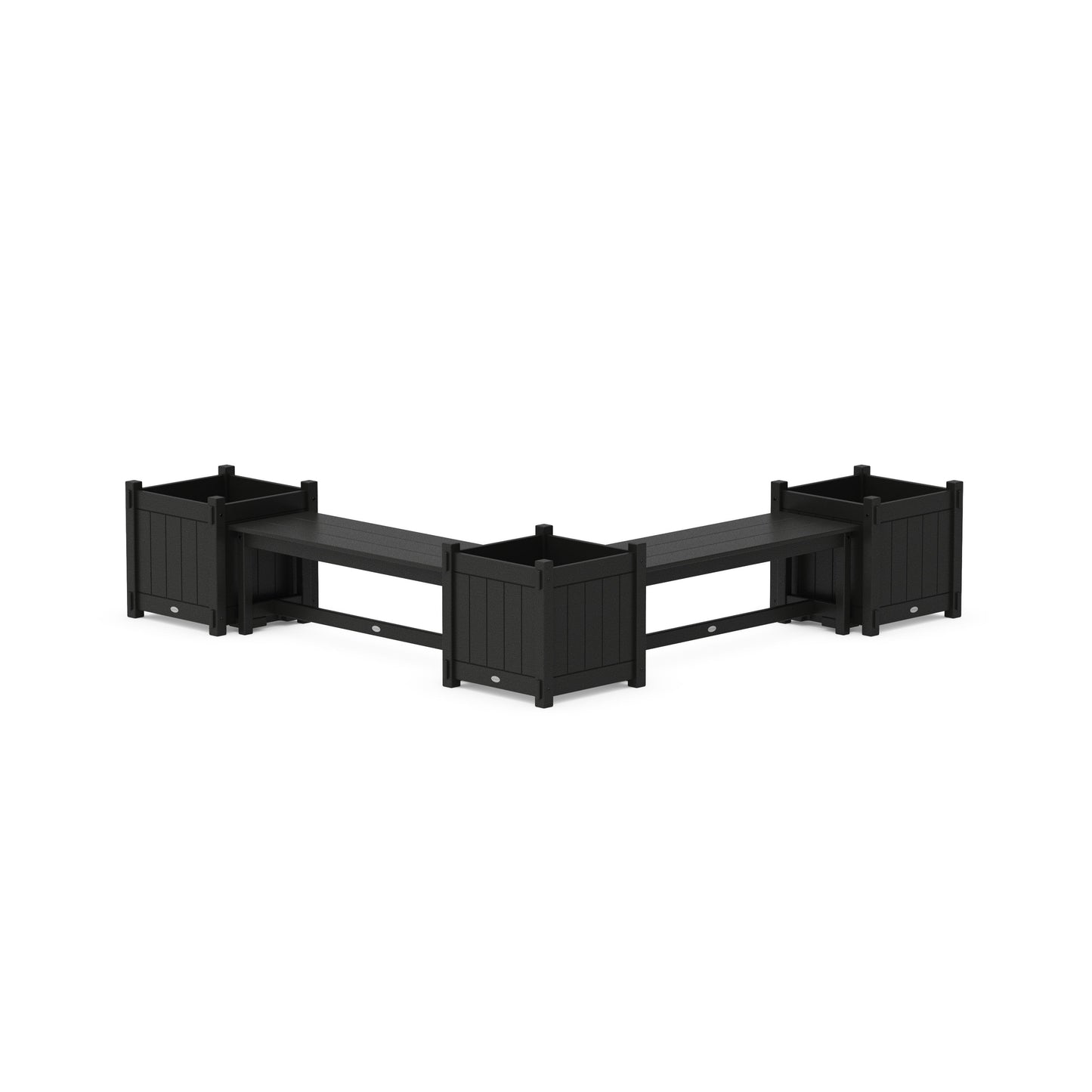 POLYWOOD 48" Vineyard L- Shaped Planter Bench Corner Set - Large — Black