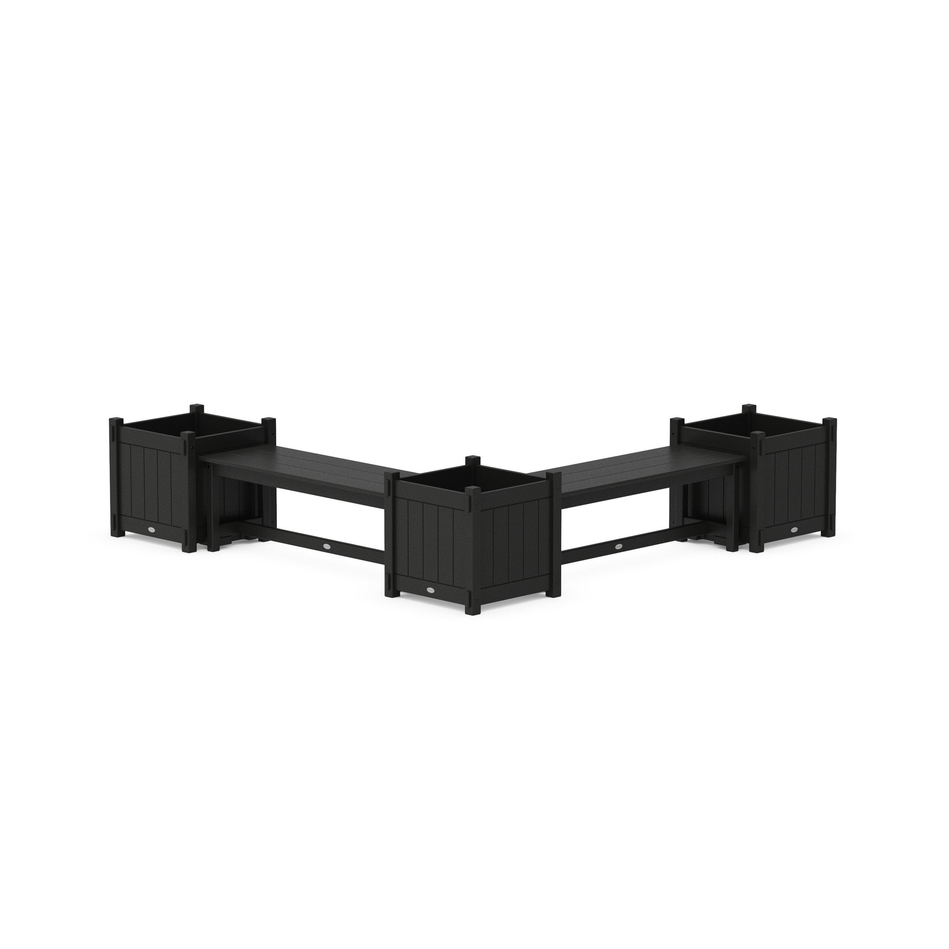 POLYWOOD 48" Vineyard L- Shaped Planter Bench Corner Set - Large — Black
