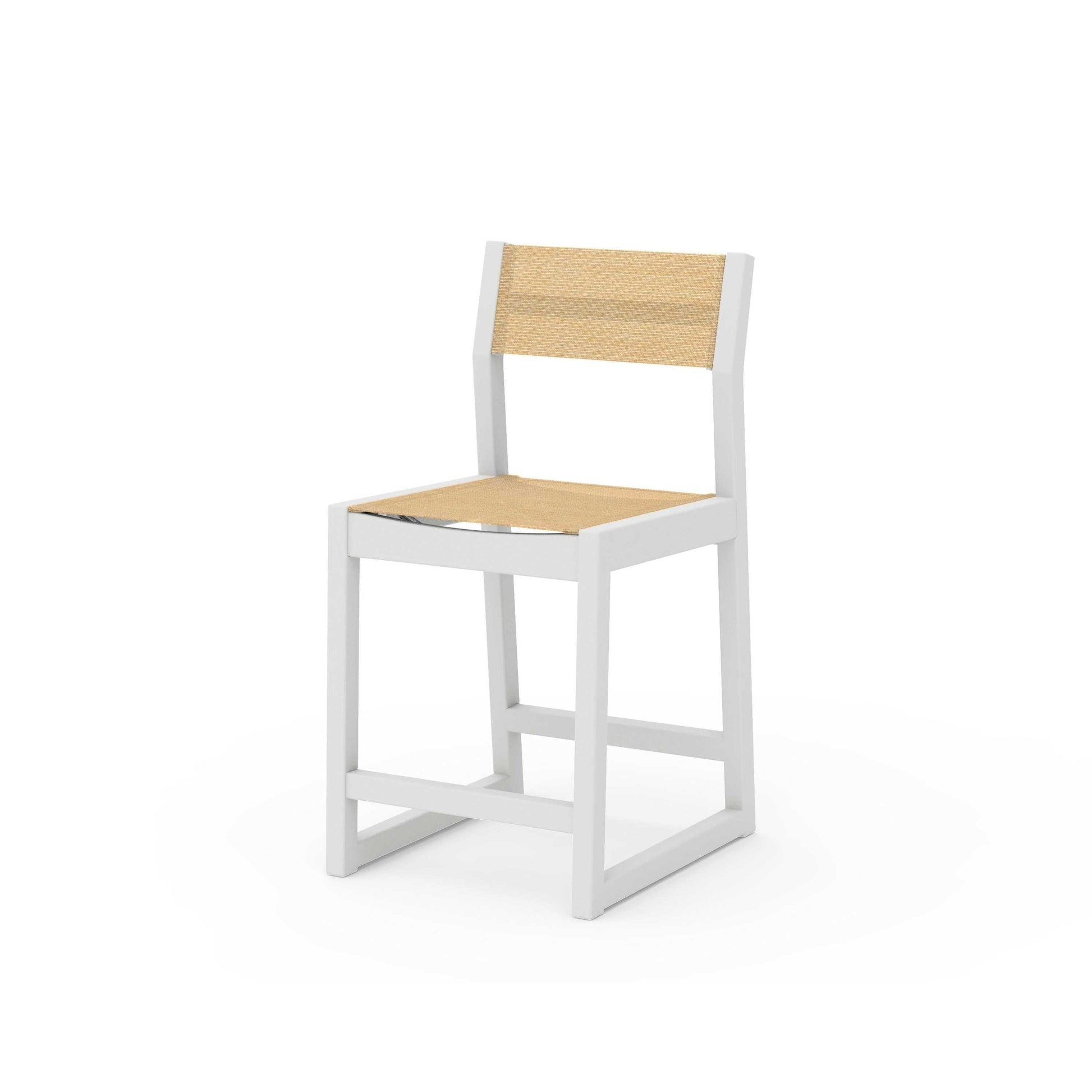 POLYWOOD EDGE Sling Counter Side Chair — Vintage White / Dupioni Apricot Sling
