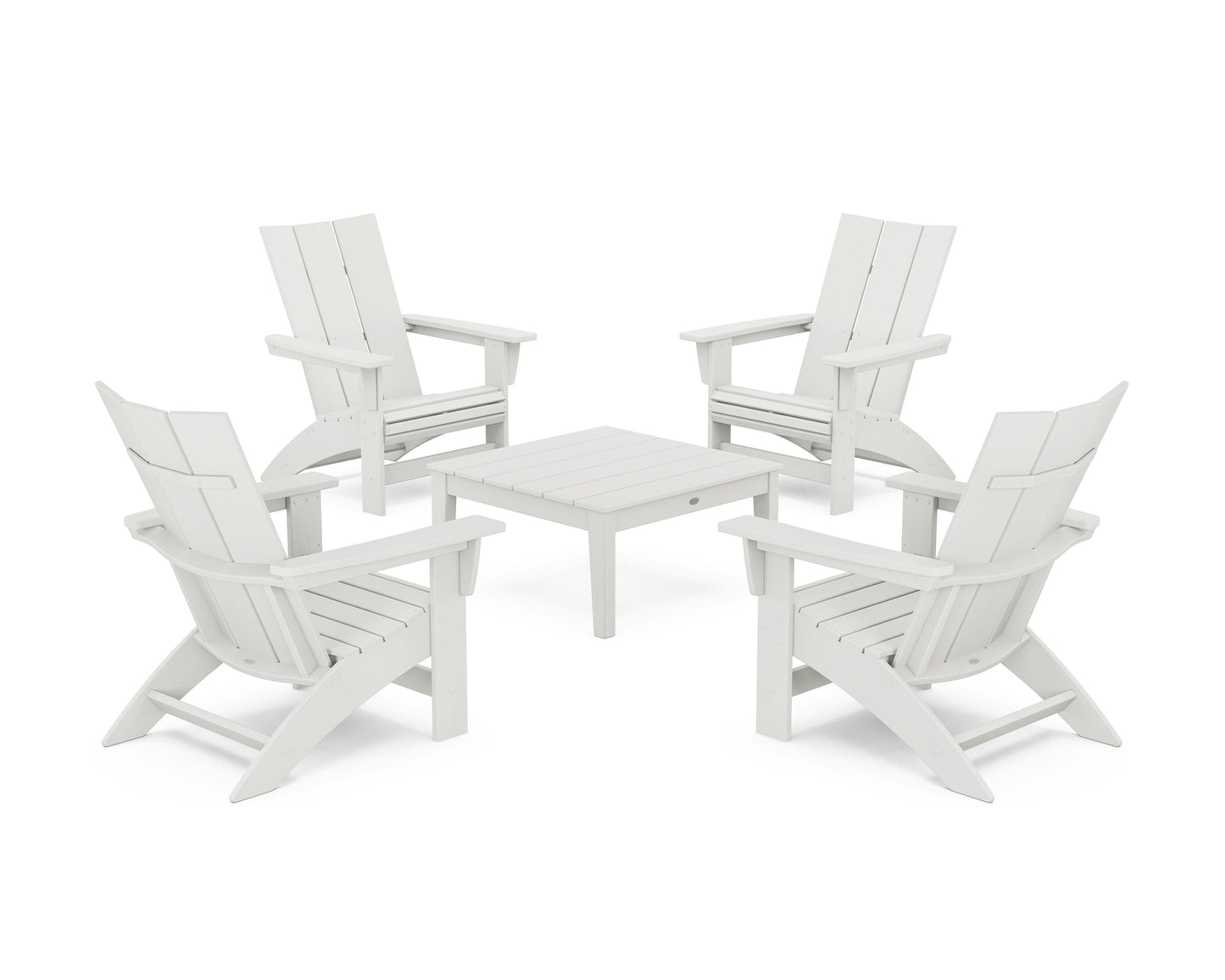 POLYWOOD 5-Piece Modern Grand Adirondack Chair Conversation Group — Vintage White
