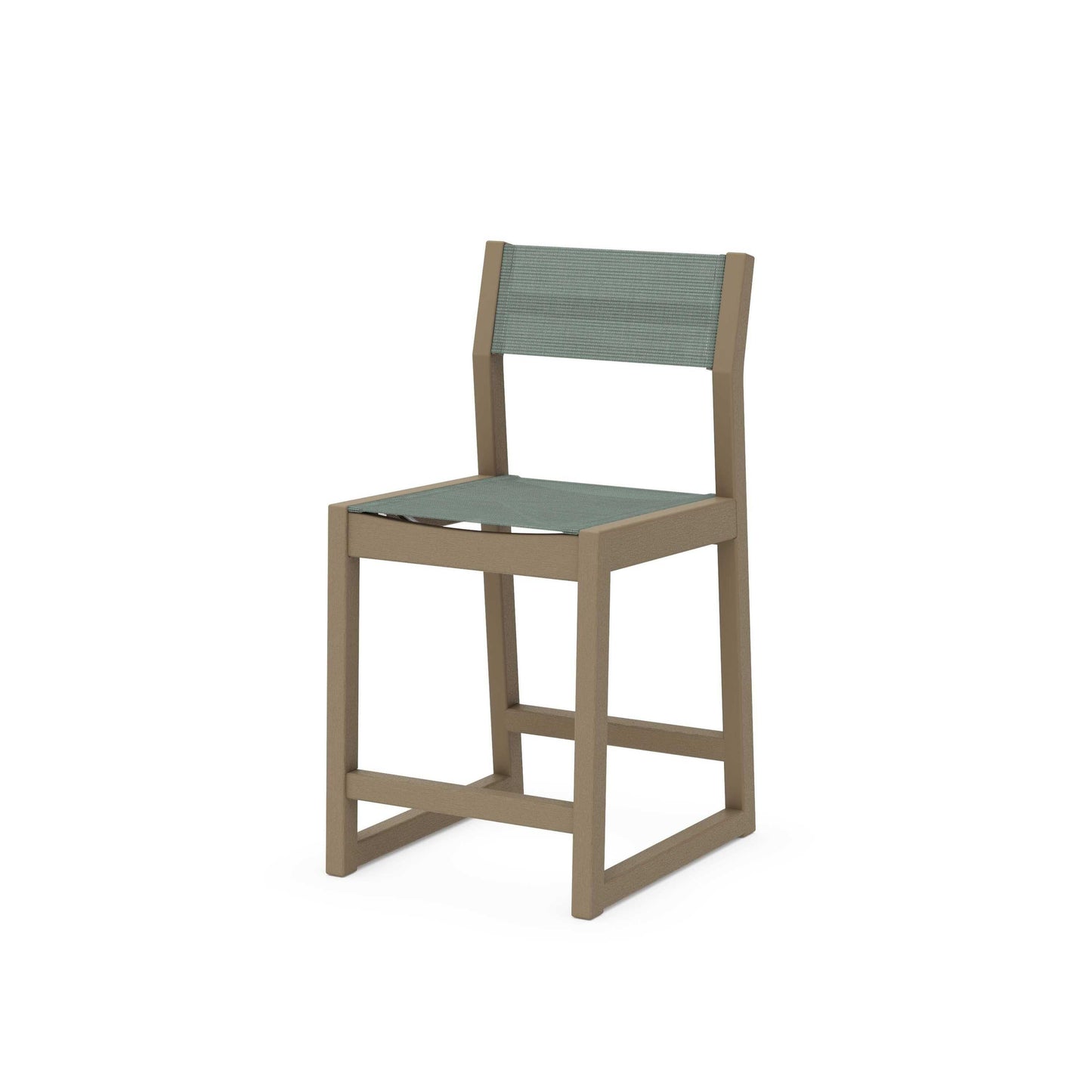 POLYWOOD EDGE Sling Counter Side Chair — Vintage Sahara / Dupioni Sea Mist Sling