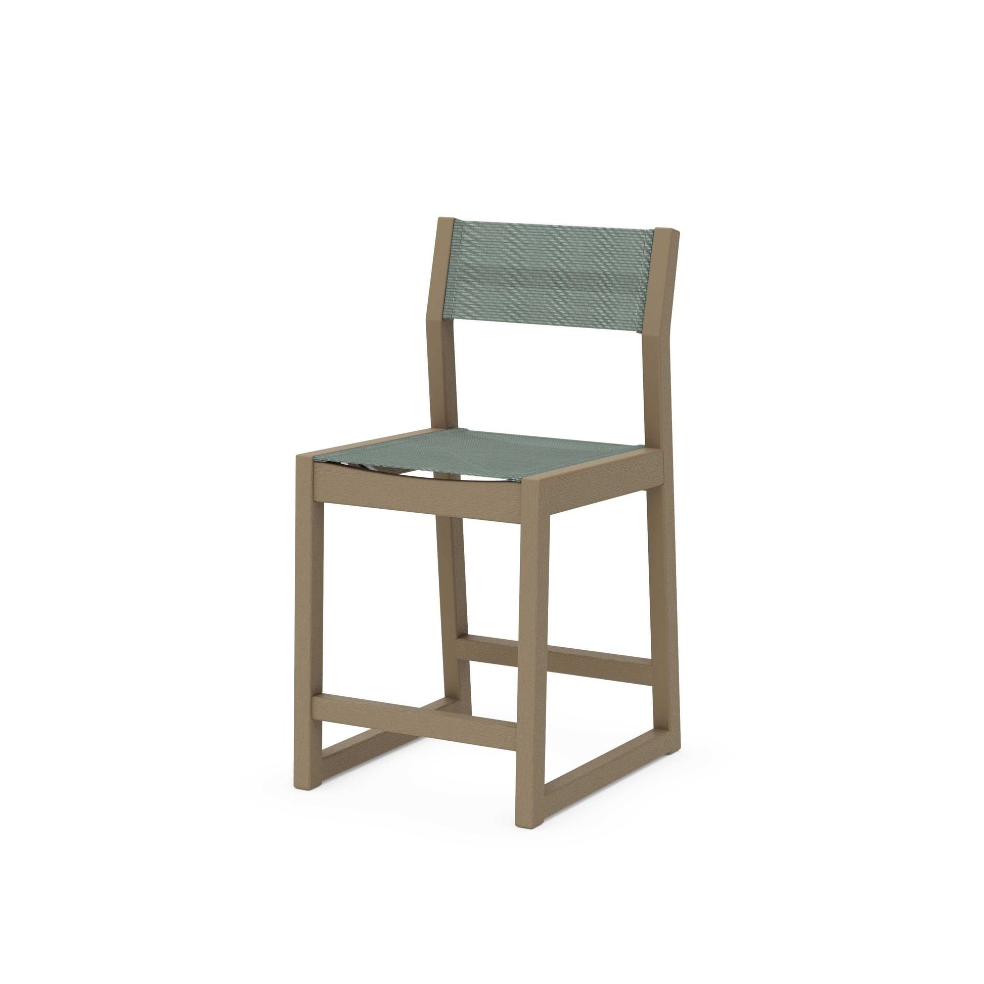 POLYWOOD EDGE Sling Counter Side Chair — Vintage Sahara / Dupioni Sea Mist Sling