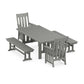 POLYWOOD Acadia 5-Piece Dining Set with Benches — Slate Grey