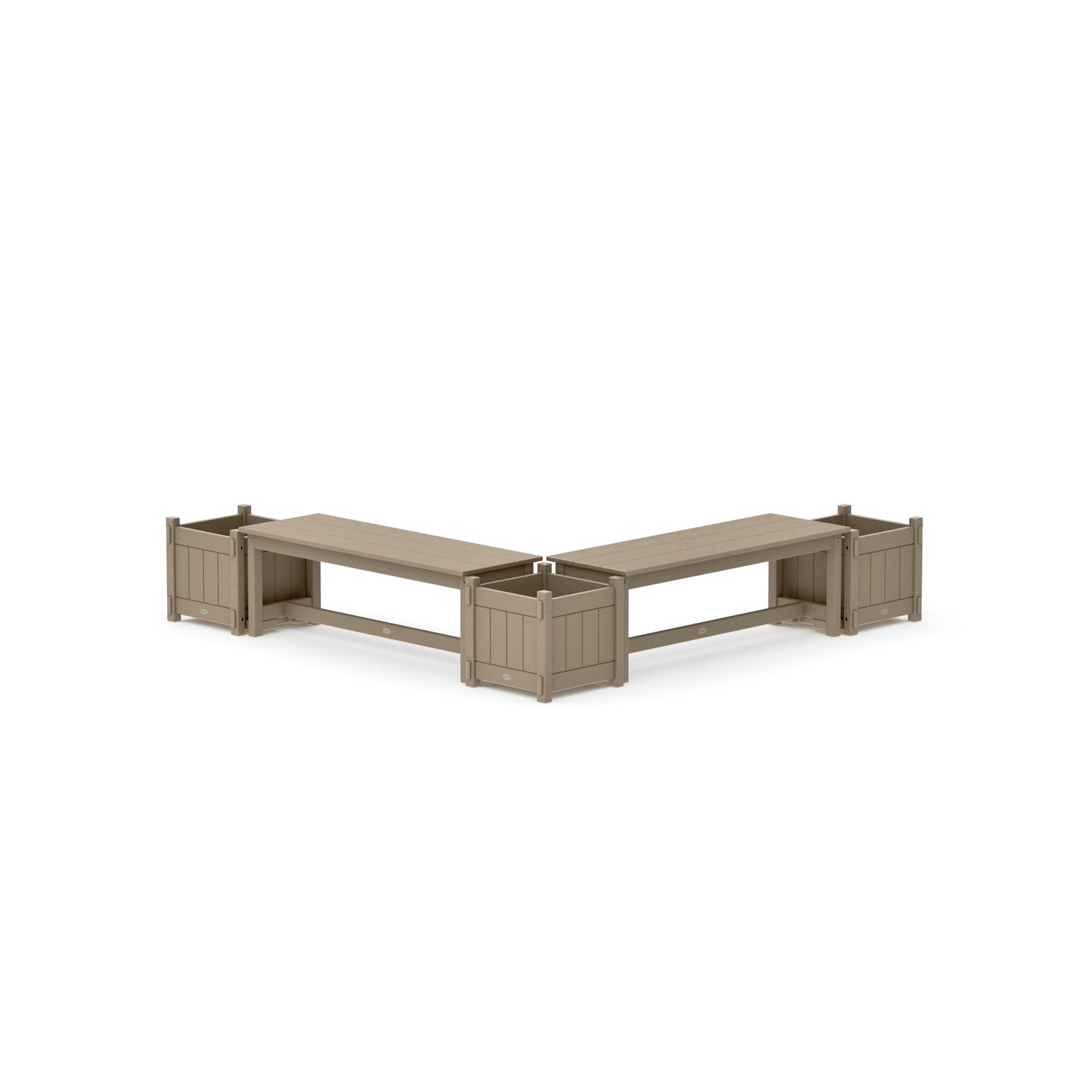 POLYWOOD 48" Vineyard L- Shaped Planter Bench Corner Set — Vintage Sahara