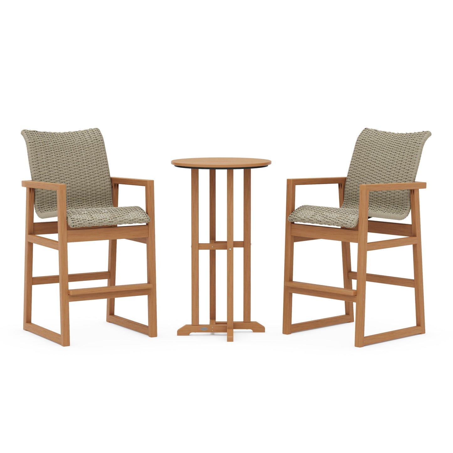 POLYWOOD EDGE Woven 3-Piece Farmhouse Bar Set — Natural / Dune Grass