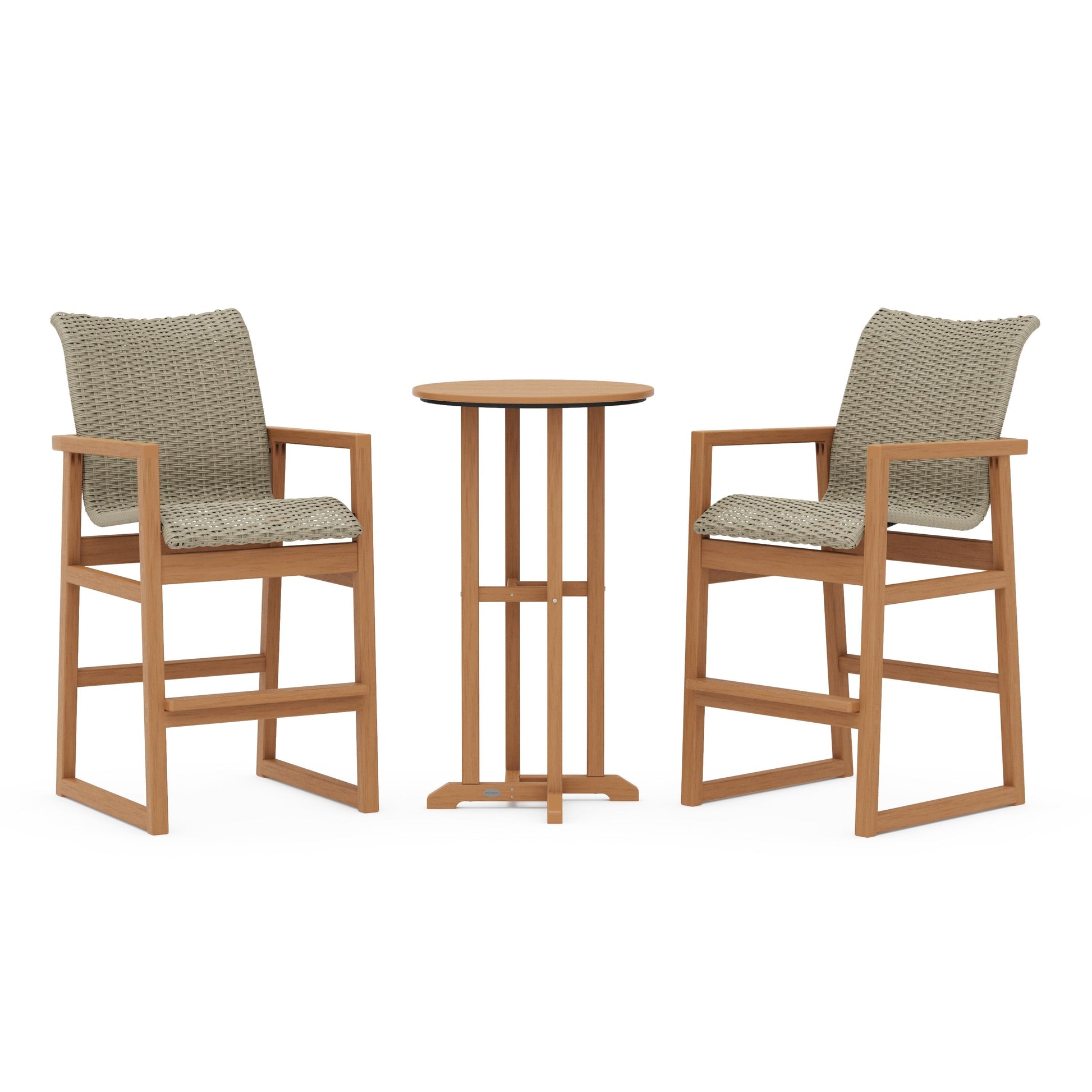 POLYWOOD EDGE Woven 3-Piece Farmhouse Bar Set — Natural / Dune Grass
