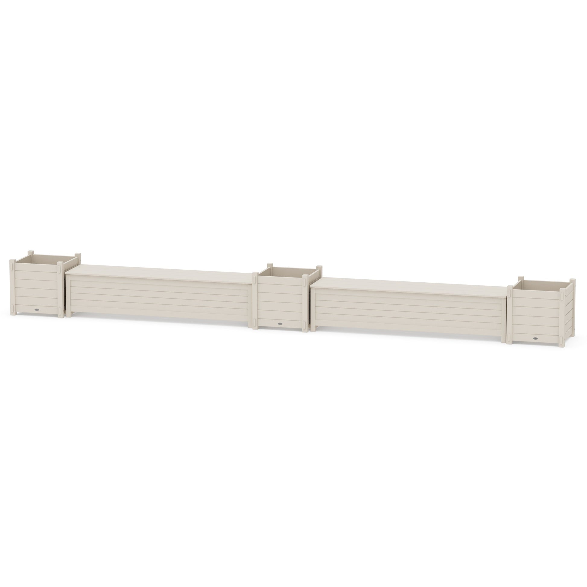 POLYWOOD 72" Nautical Straight Double Planter Storage Bench Set- Large — Sand