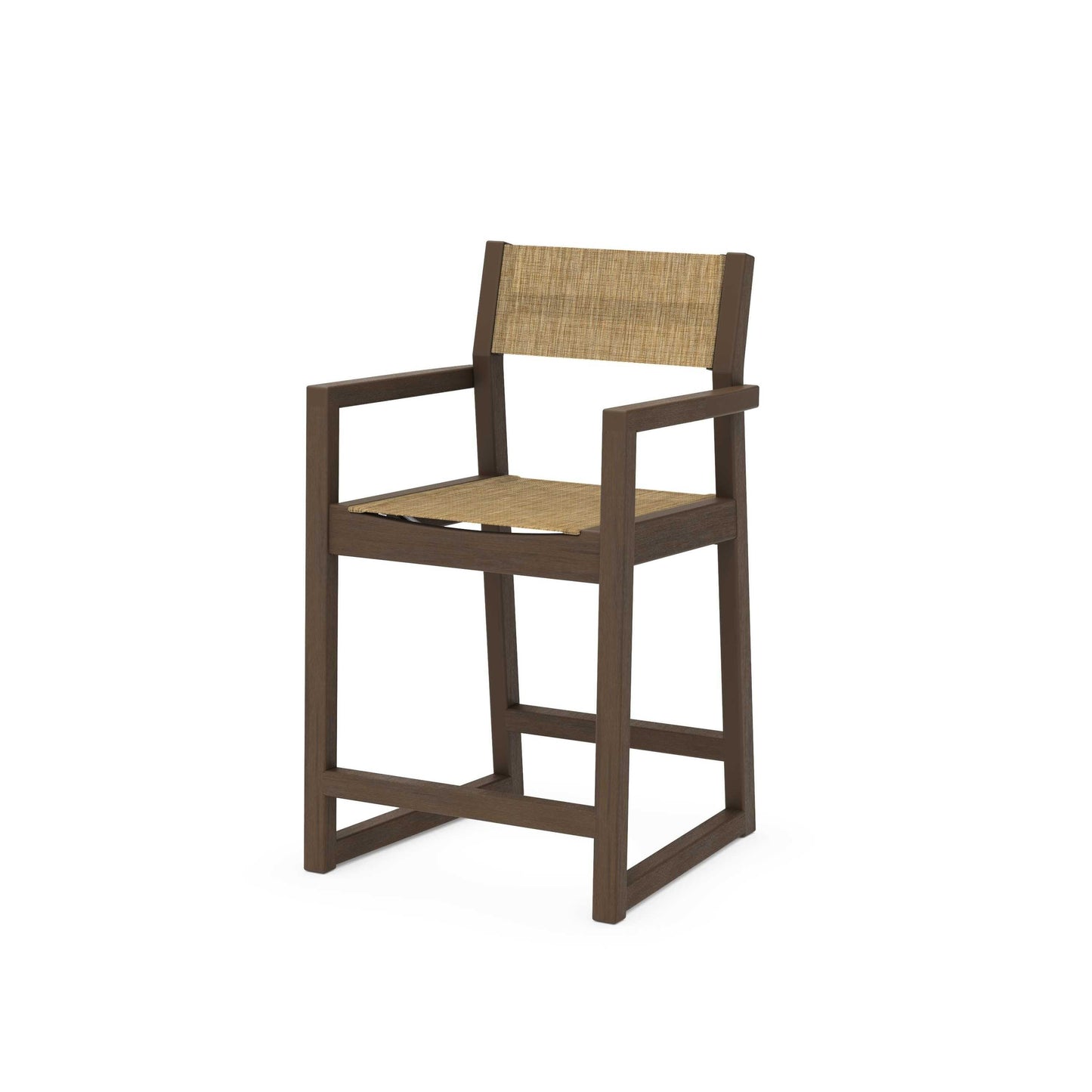 POLYWOOD EDGE Sling Counter Arm Chair — Kona / Burlap Sling