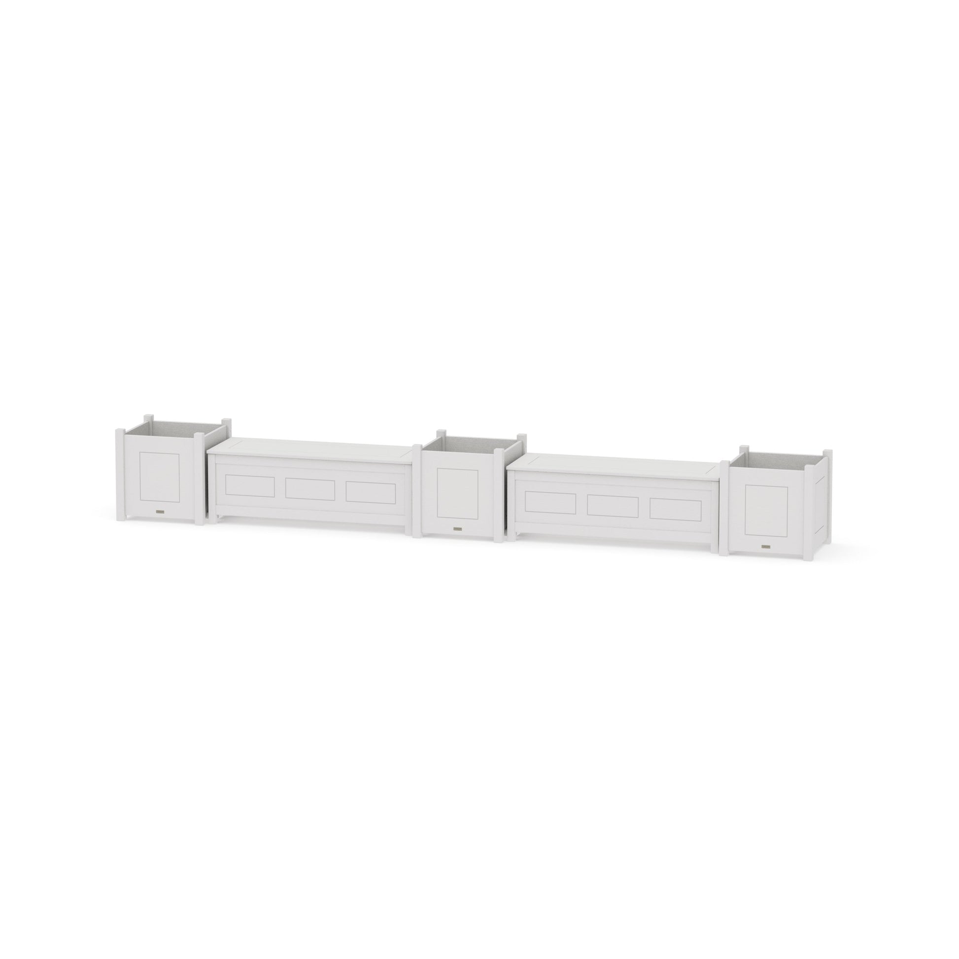 POLYWOOD 48" Country Living Straight Double Planter Storage Bench Set- Large — Vintage White