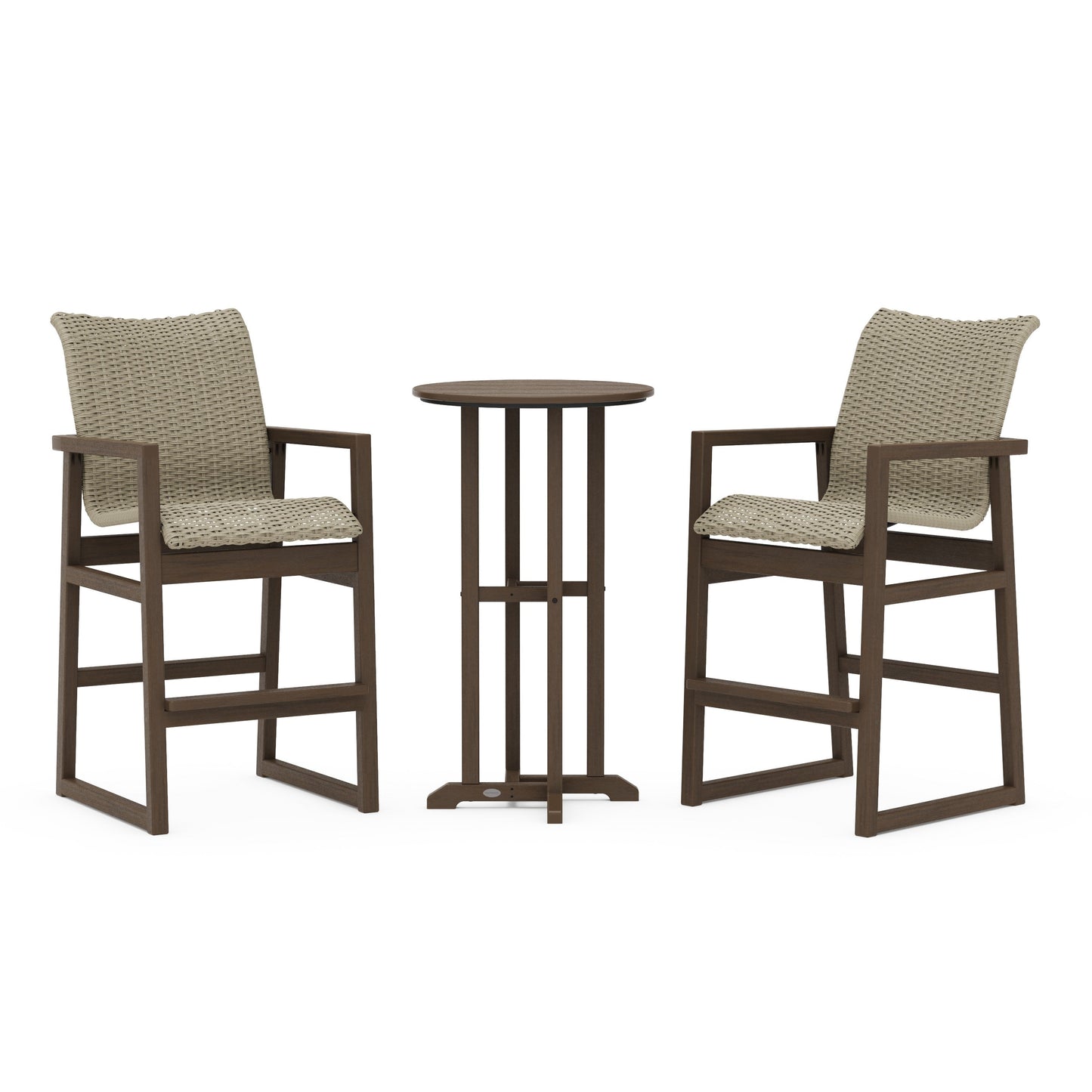 POLYWOOD EDGE Woven 3-Piece Farmhouse Bar Set — Kona / Dune Grass