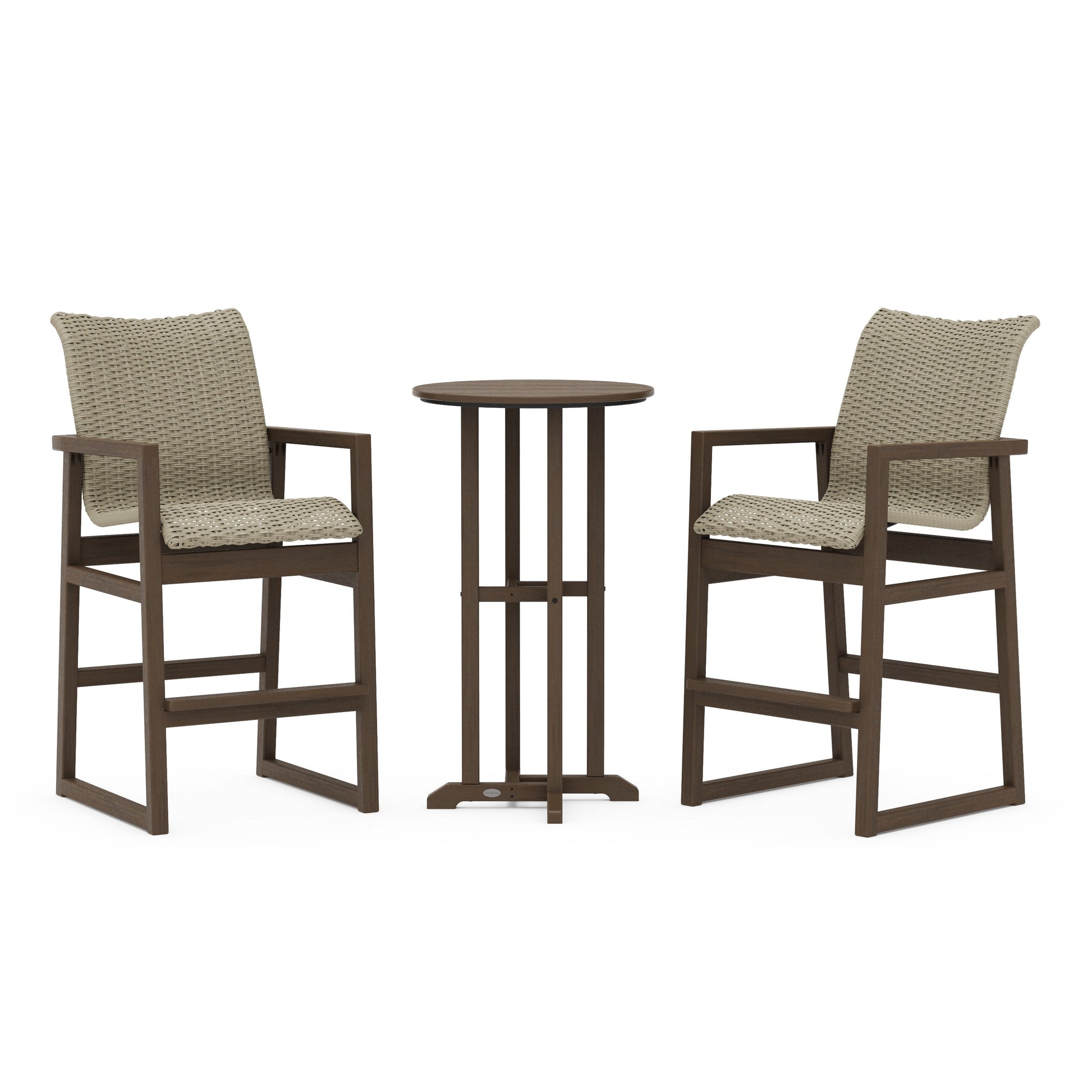POLYWOOD EDGE Woven 3-Piece Farmhouse Bar Set — Kona / Dune Grass