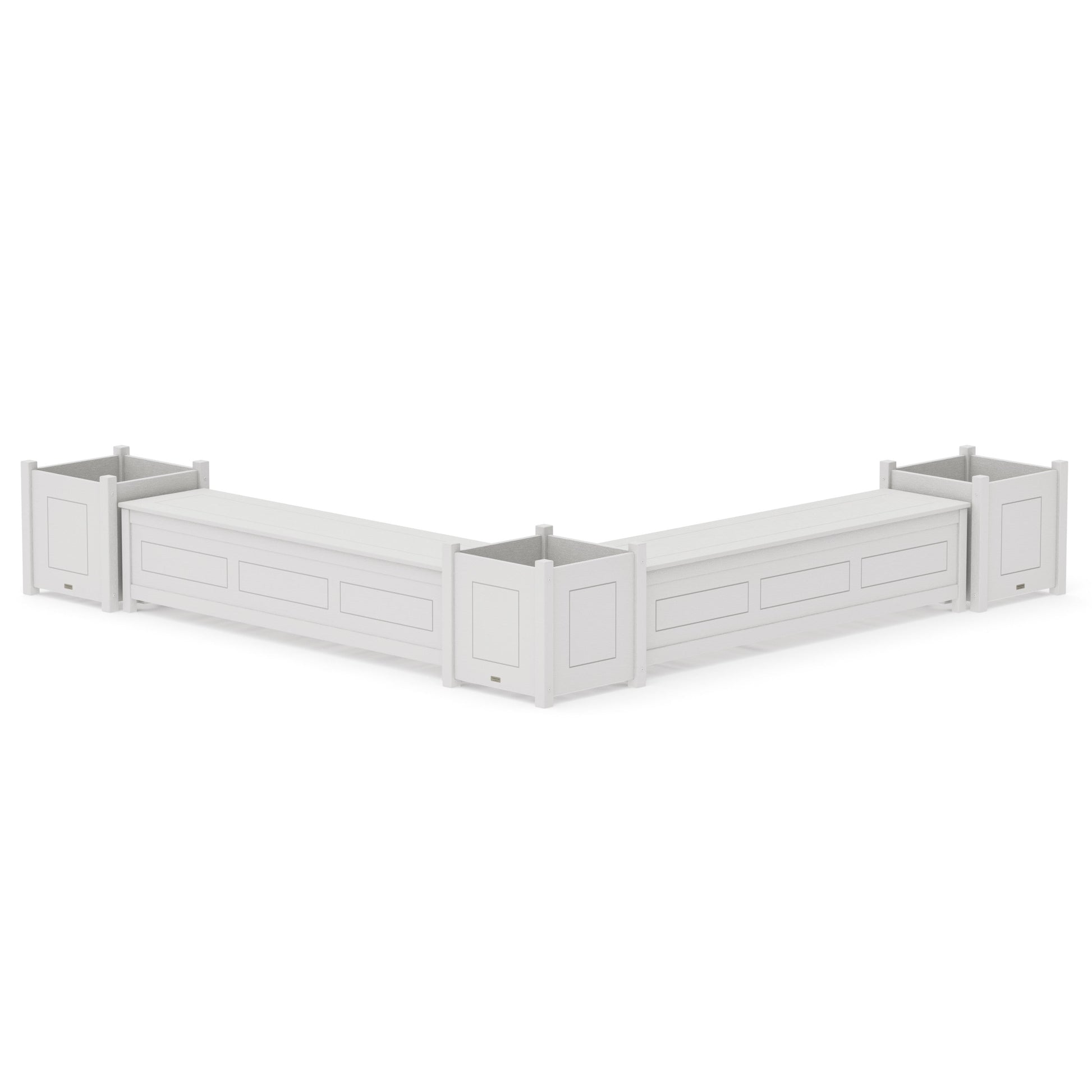 POLYWOOD 72" Country Living L- Shaped Planter Storage Bench Corner Set- Large — Vintage White