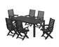 POLYWOOD Captain Folding Chair 7-Piece Parsons Dining Set — Black
