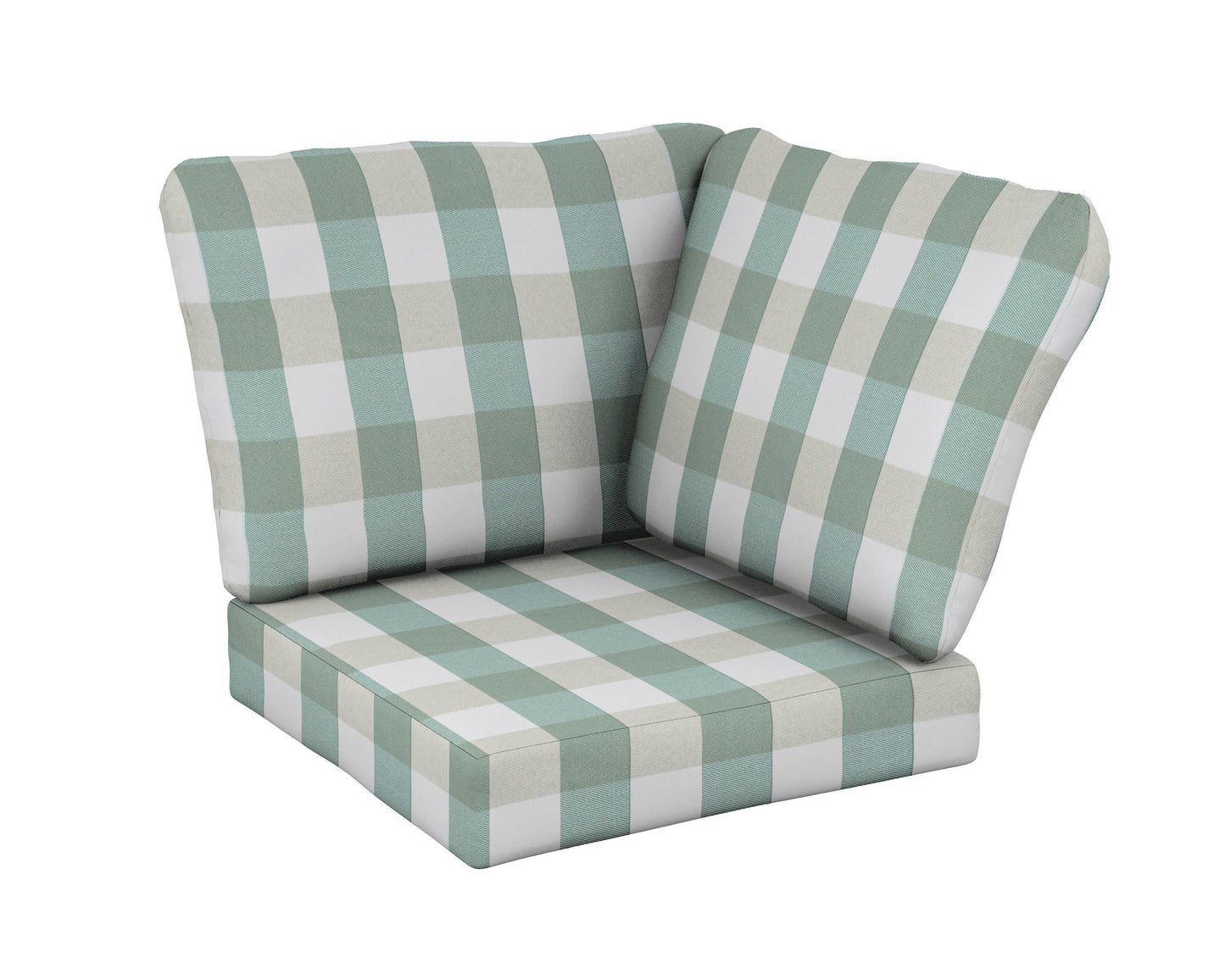 POLYWOOD Baffle Modular Corner Cushion — Buffalo Plaid Glacier Spa