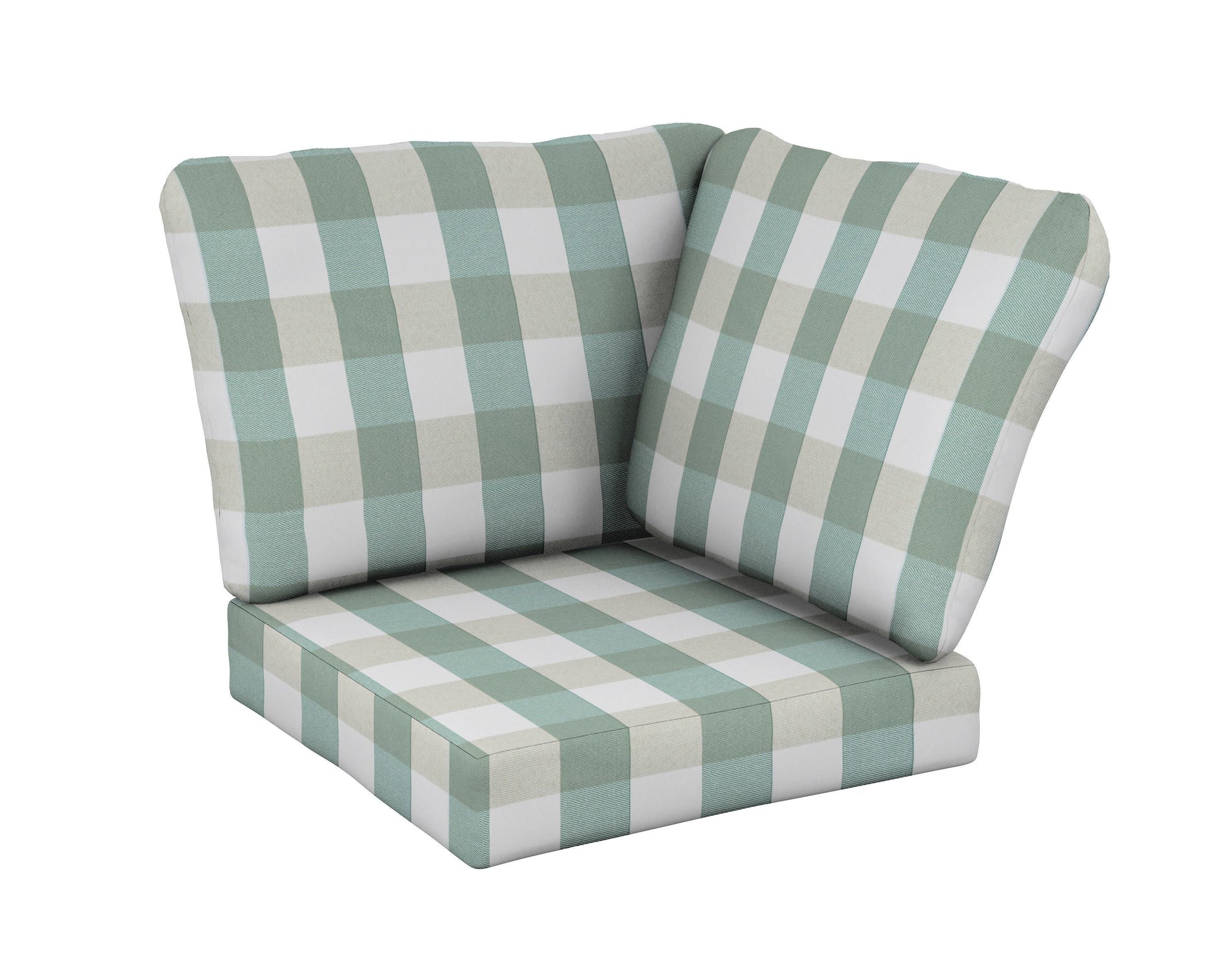 POLYWOOD Baffle Modular Corner Cushion — Buffalo Plaid Glacier Spa