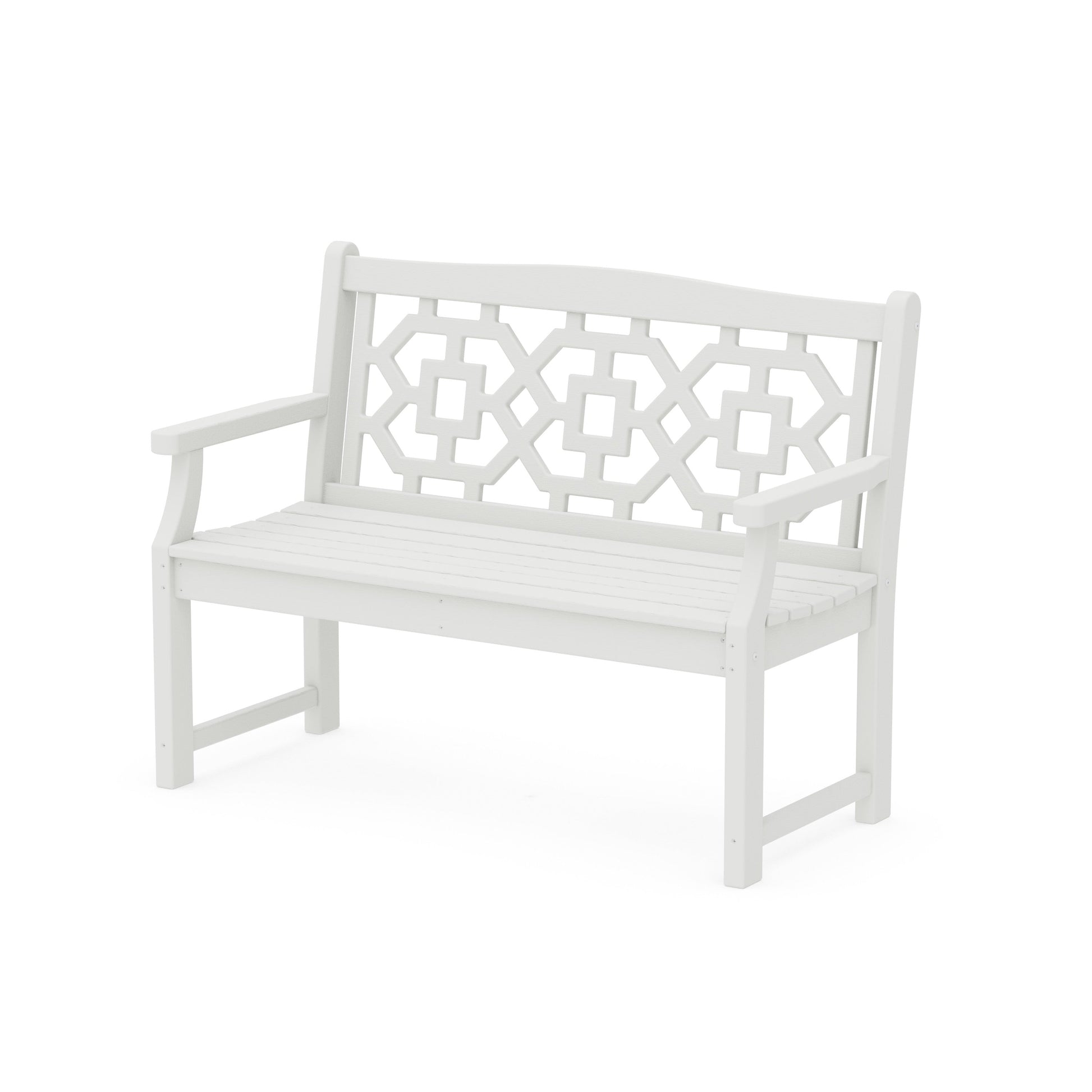 POLYWOOD Chinoiserie 48" Garden Bench — Vintage White