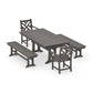 POLYWOOD Chippendale 5-Piece Farmhouse Dining Set With Trestle Legs — Driftwood