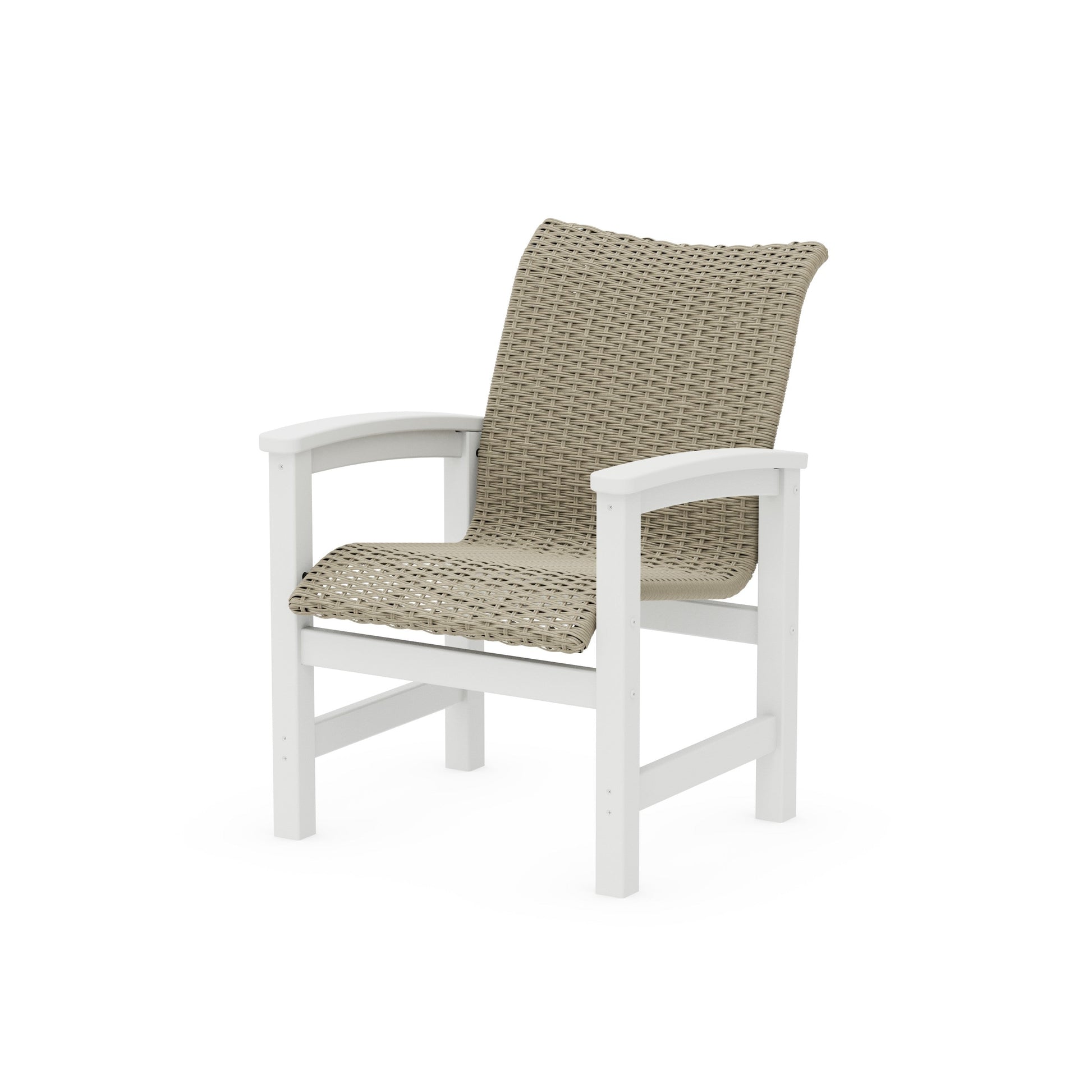 POLYWOOD Coastal Woven Dining Chair — White / Dune Grass