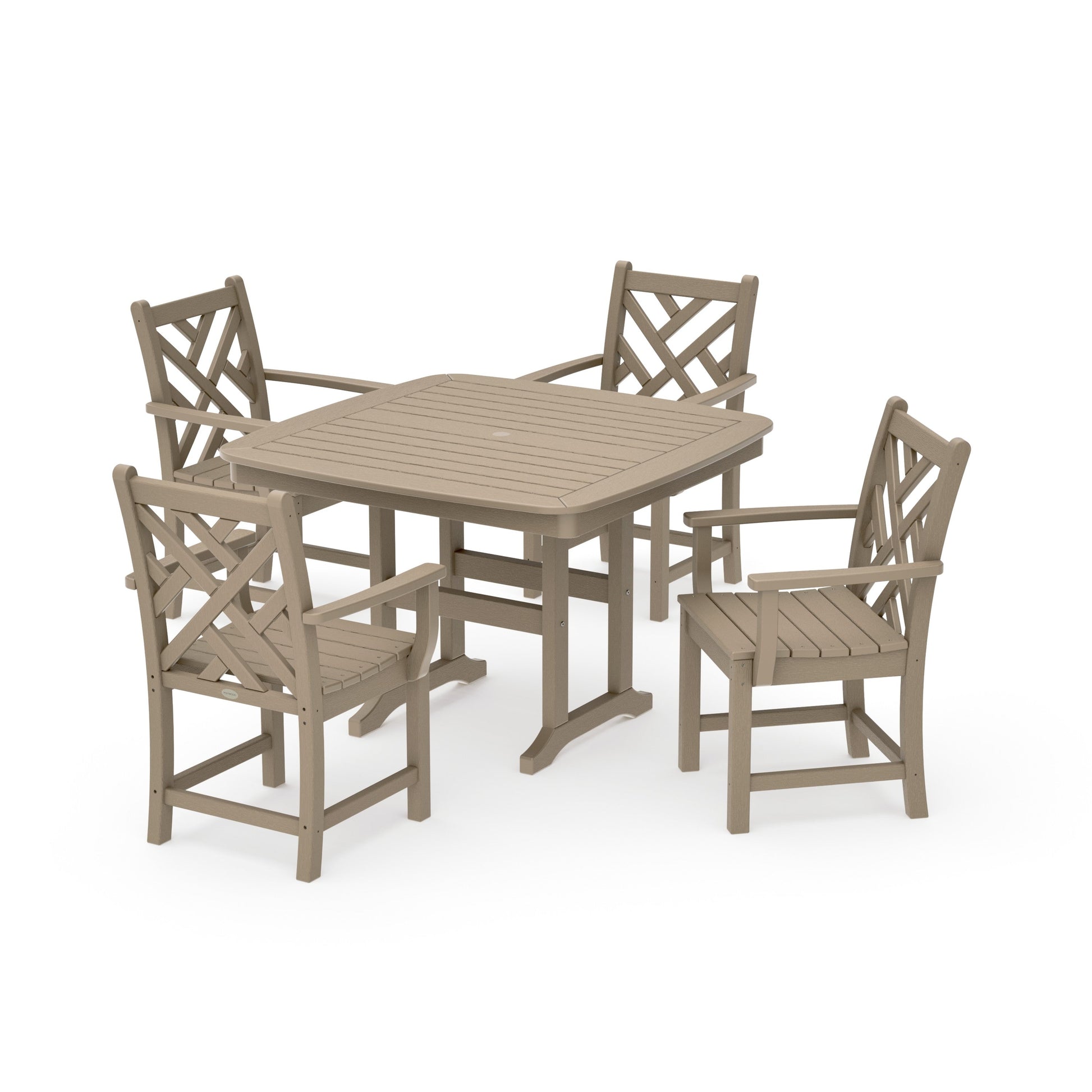 POLYWOOD Chippendale 5-Piece Dining Set with Trestle Legs — Vintage Sahara