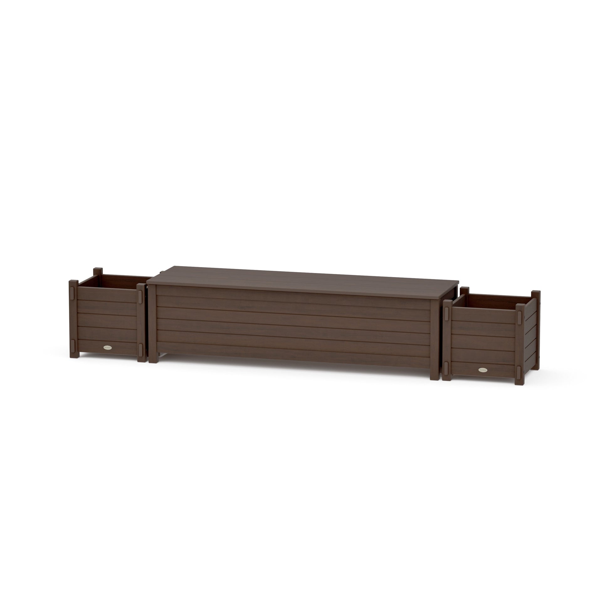 POLYWOOD 60" Nautical Straight Planter Storage Bench Set — Kona