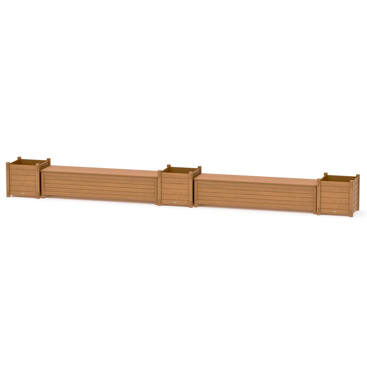 POLYWOOD 72" Nautical Straight Double Planter Storage Bench Set- Large — Natural