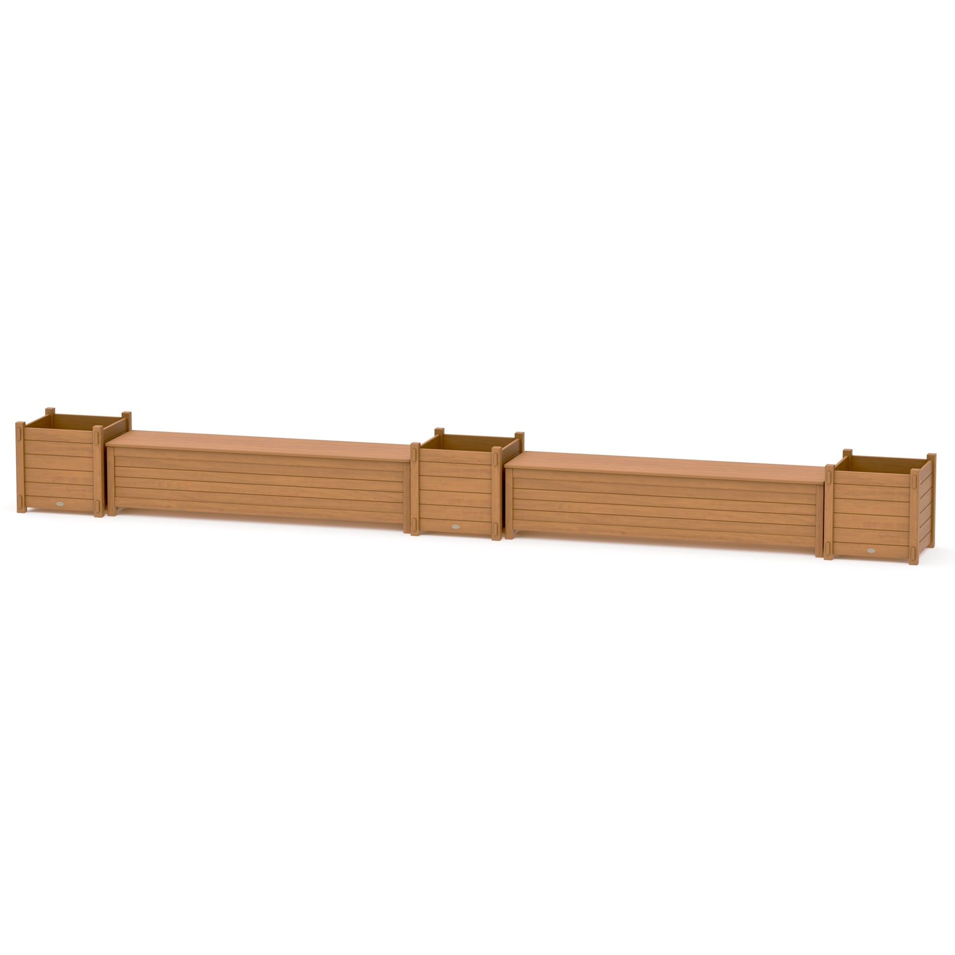 POLYWOOD 72" Nautical Straight Double Planter Storage Bench Set- Large — Natural