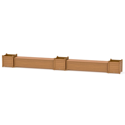 POLYWOOD 72" Nautical Straight Double Planter Storage Bench Set- Large — Natural